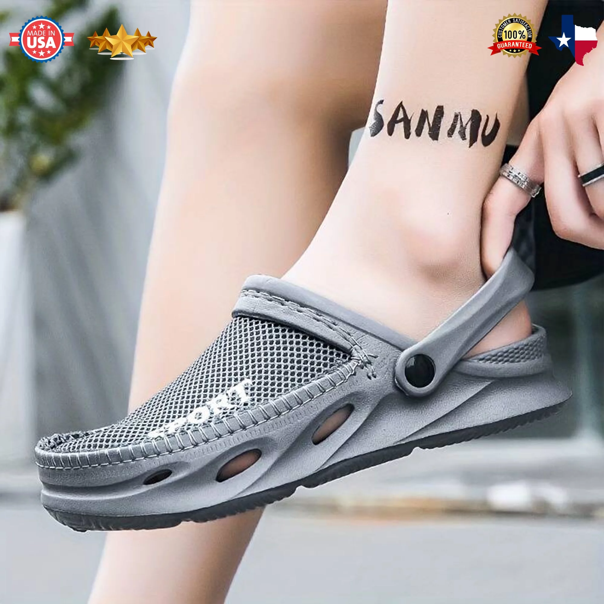 Best Breathable Men's Garden Shoes, Men's Garden Clogs, Outdoor Men's Shoes, cool Men's Garden Clogs, Summer clogs with grip, - Comfy and Non-Slip Clogs for Summer | Black