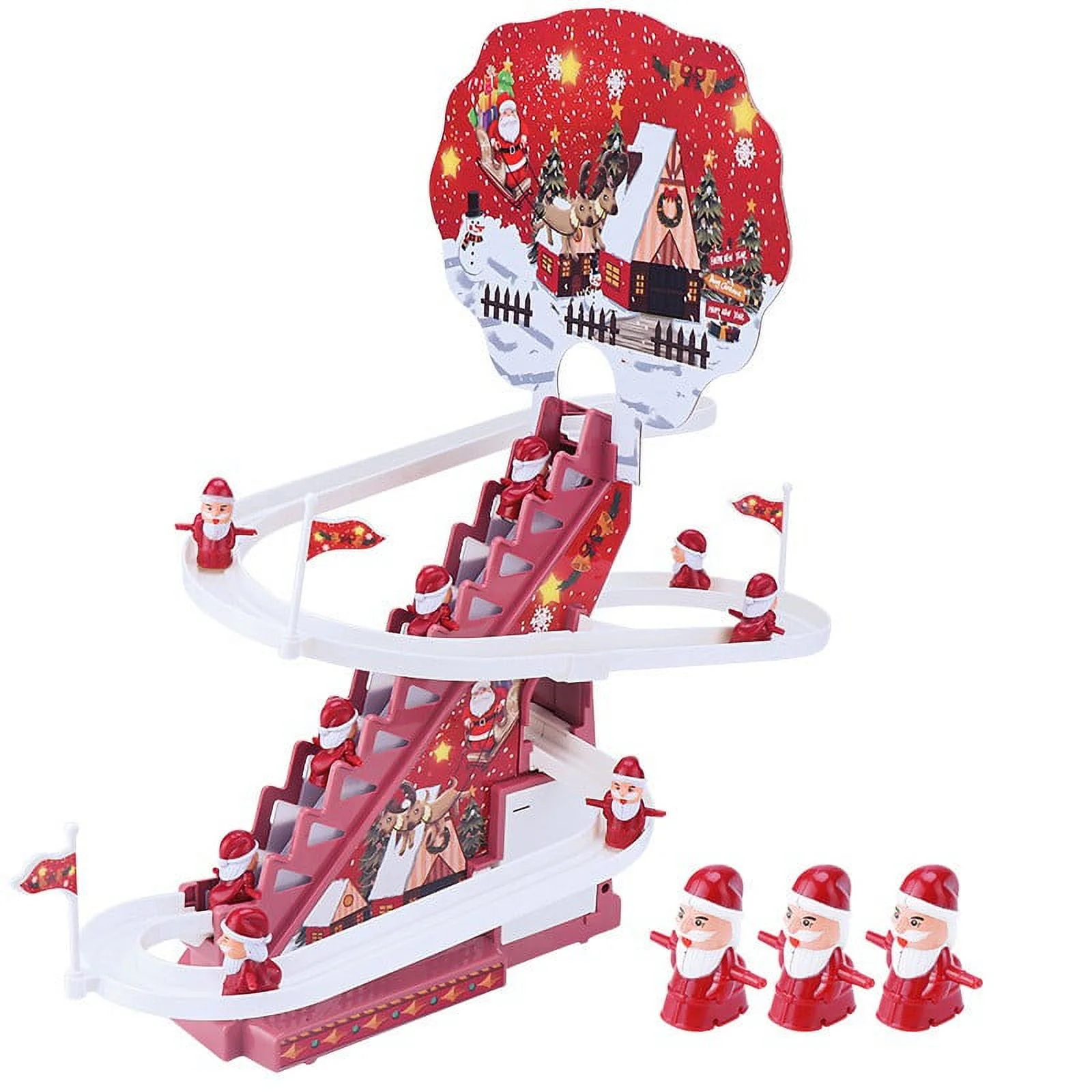 YHAIOGS Electric Track Electric Stair Climbing TOys Educational Children's TOys Santa Music Climbing Stairs Children's Christmas Gifts Educational Early Education Children's Gifts