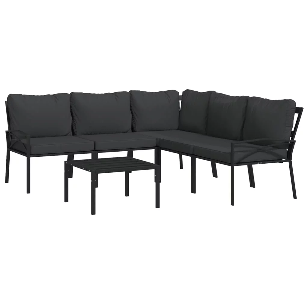 Dcenta 6 Piece Patio Set with Gray Cushions Steel