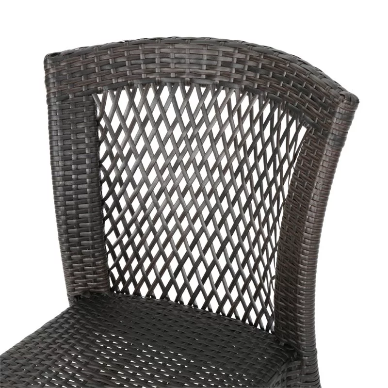 Noble House Dusk Wicker Stacking Patio Dining Side Chair in Brown (Set of 4)