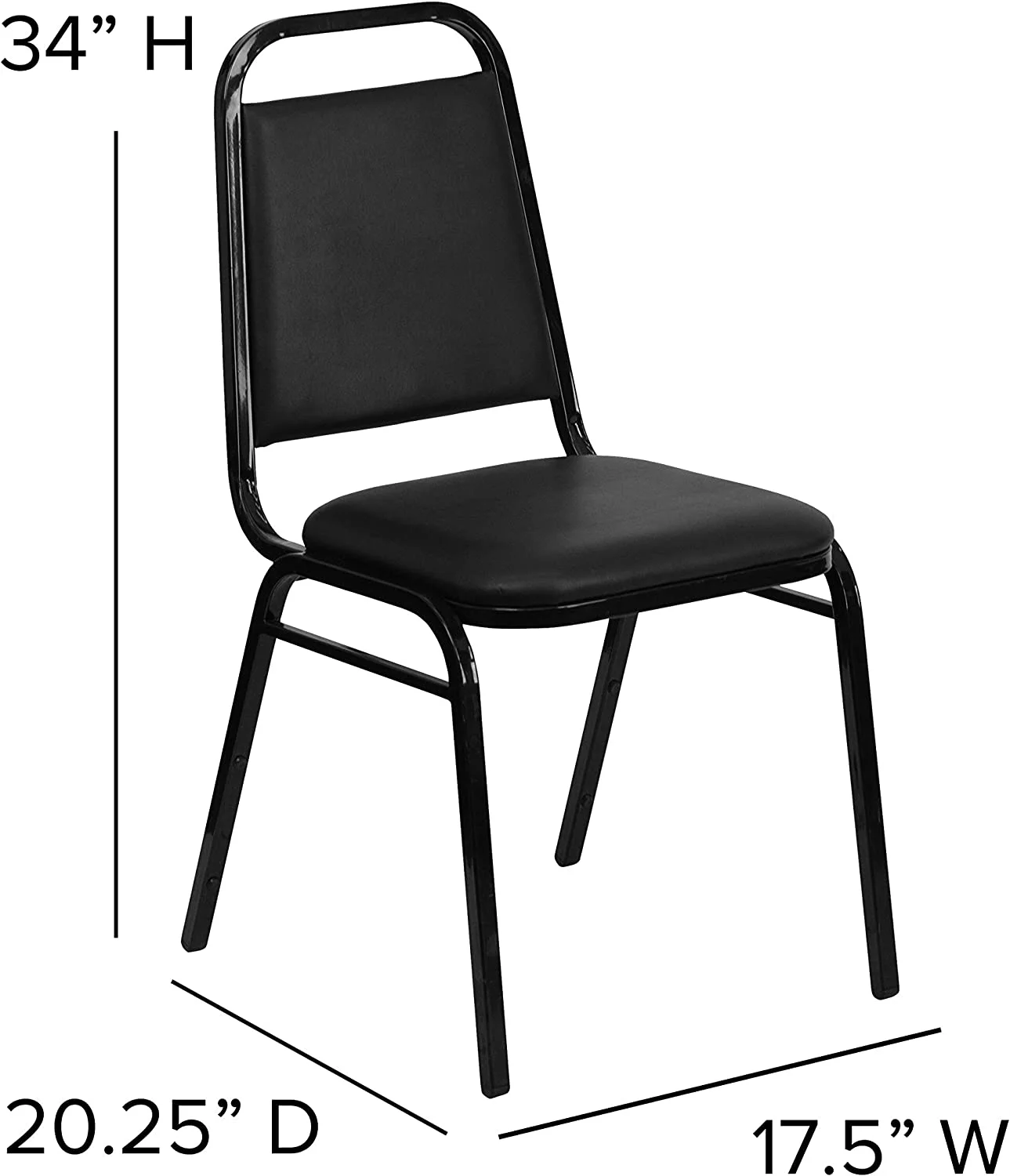 YPSXVGJ Trapezoidal Back Banquet Chair  Black Vinyl/Black Frame