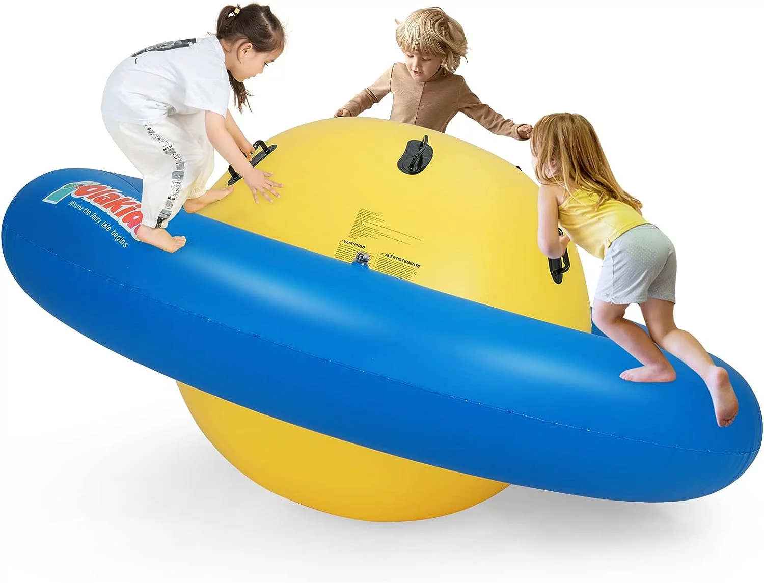 8FT Inflatable Dome Rocker Bouncer, Outdoor Kids Giant Roll and Play Seesaw Rocker with 6 Secure Handles, Max Weight 250 LBS, Toddlers Climbing Game Toy Backyard Play Center Equipment