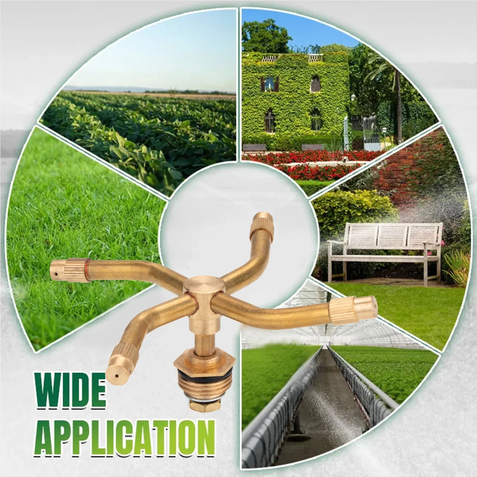 GuLuBin Kitchen Sink Faucet Replacement Parts Universal Automatic Rotating Sprinkler Copper 2 Pronged 4 Prong Nozzle 4 Points Automatic Rotating Watering Device Garden Irrigation Water