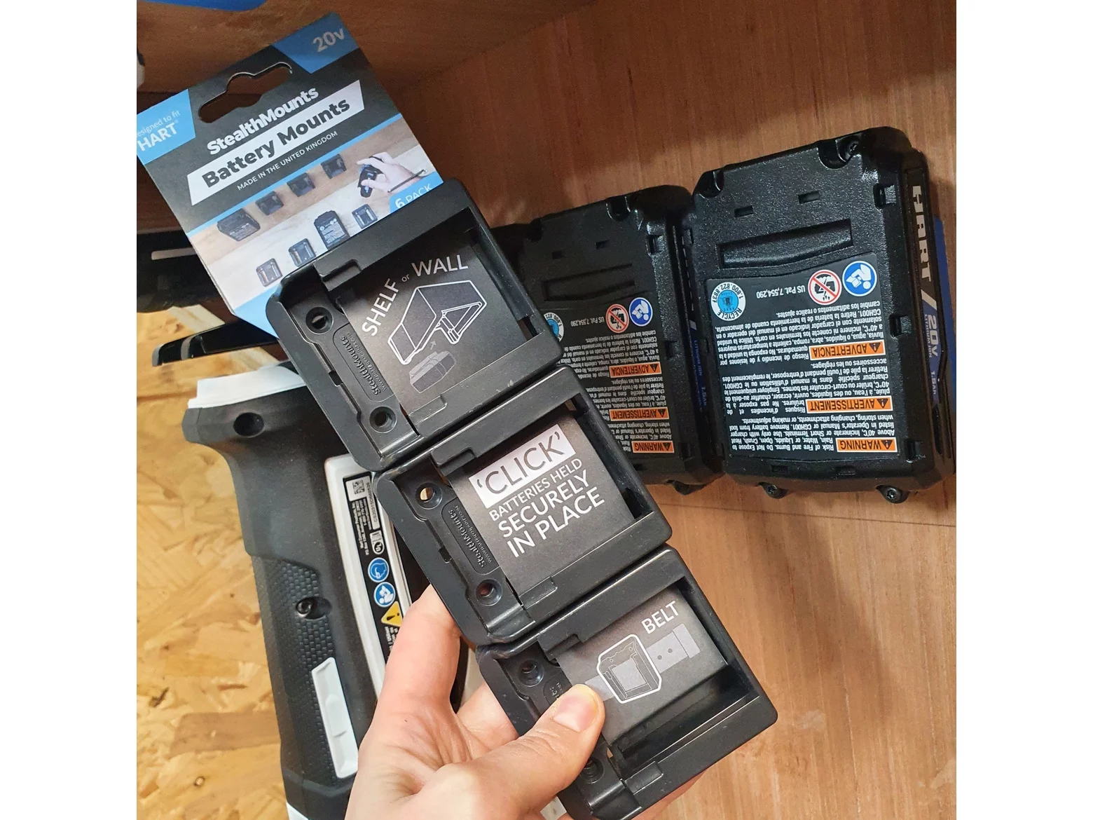 StealthMounts - Black Battery Mounts for Hart 20v | Battery Holders | Package of 6