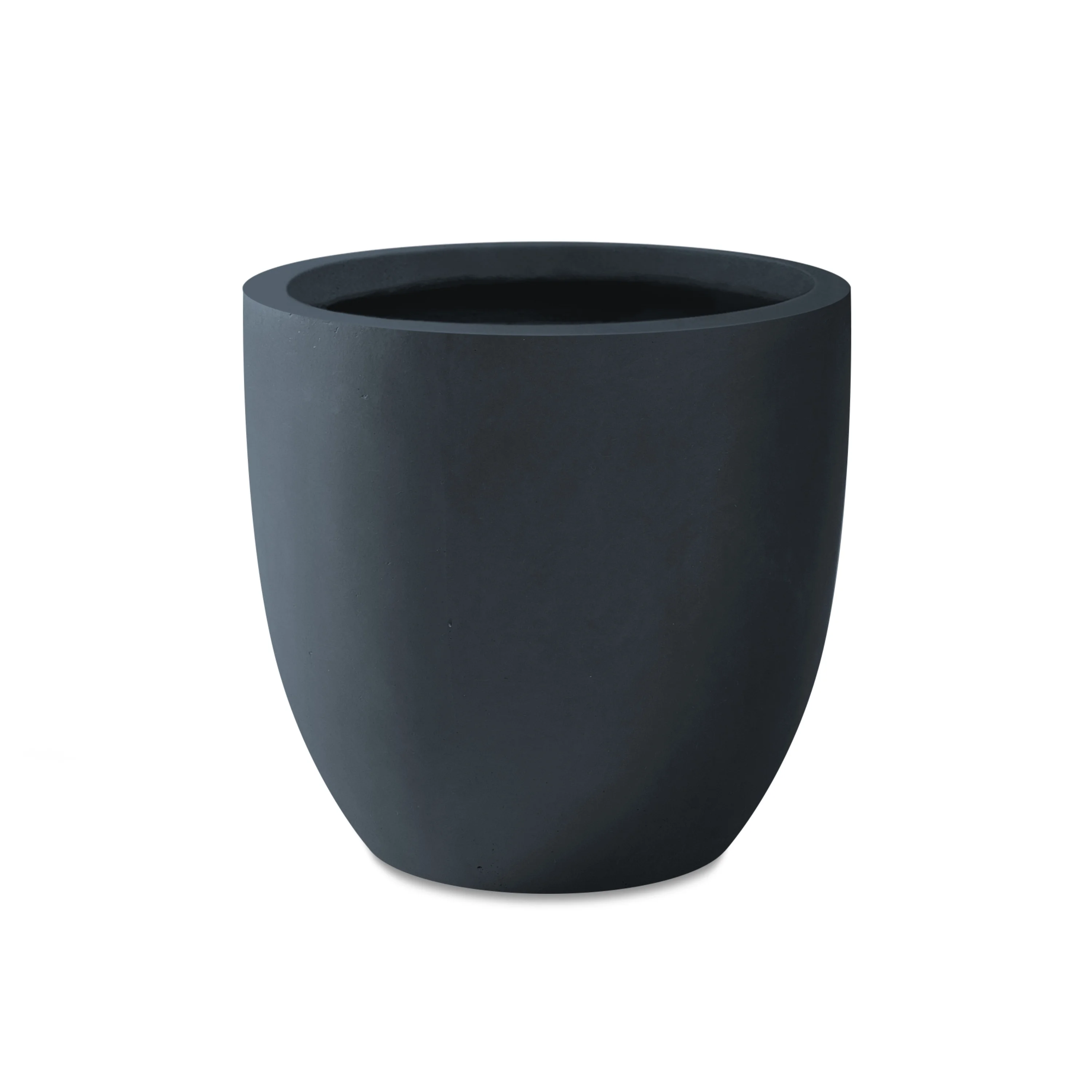 Kante  Round Lightweight Concrete and Fiberglass Indoor Outdoor Weather Resistant Planter with Drainage Hole Charcoal