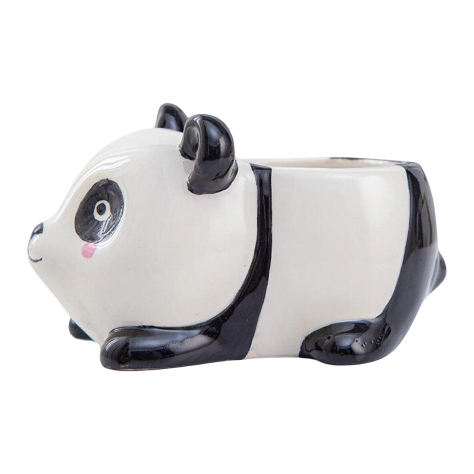Ceramic Mini Animal Flower Pot Planting Holder Handmade for Balcony, Windowsill, Panda