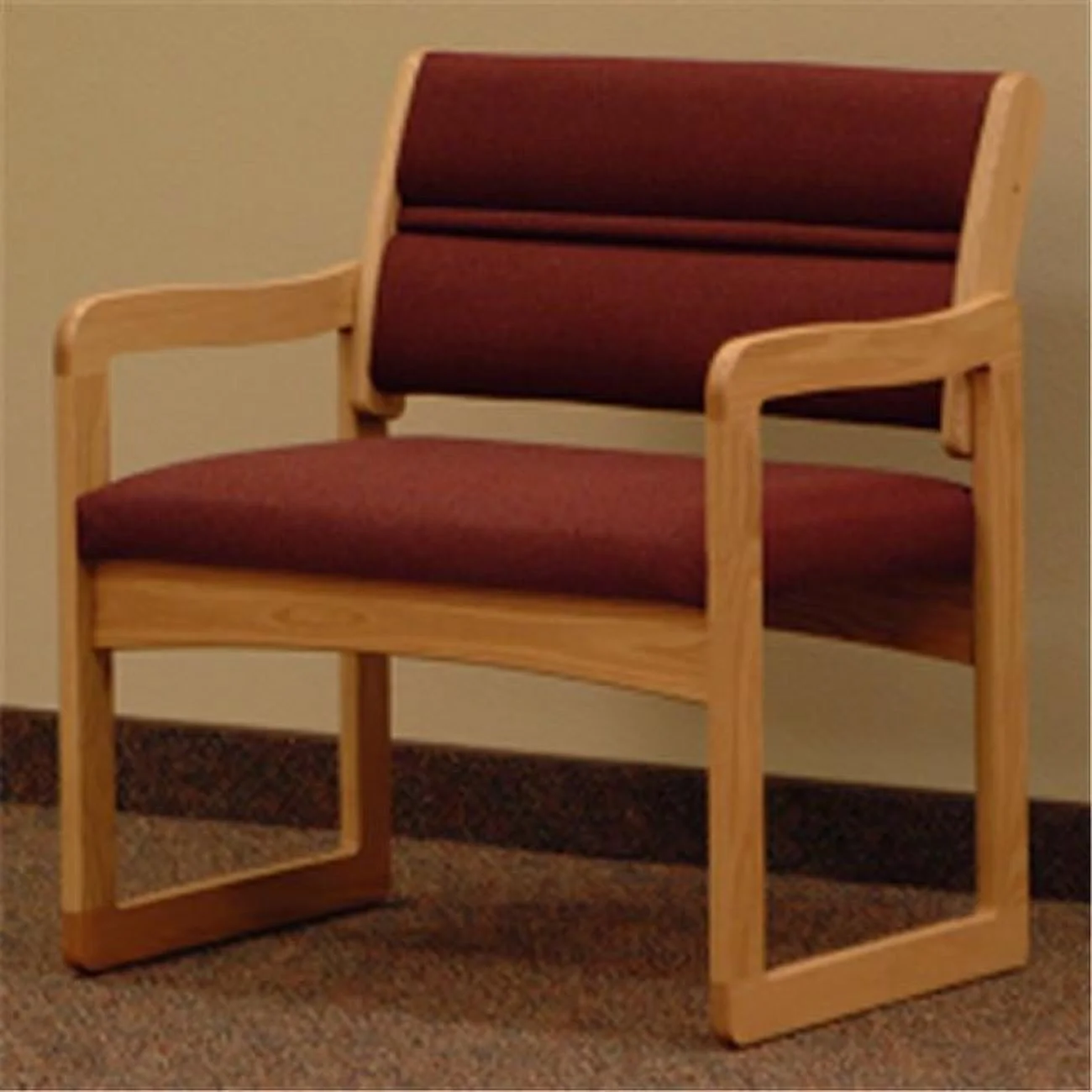 Valley Bariatric Guest Chair in Light Oak - Cabernet Burgundy