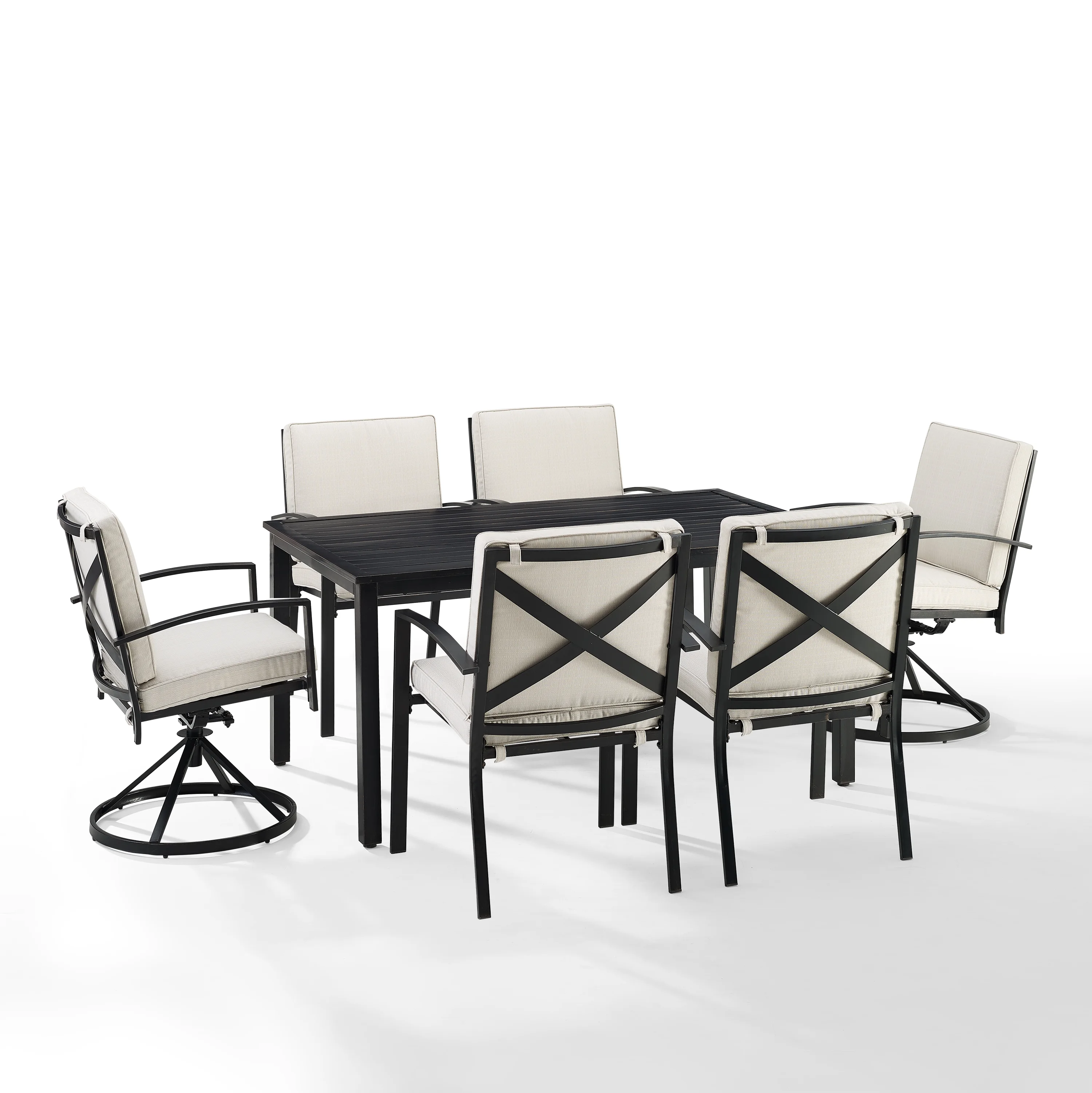 Crosley Furniture Kaplan 7-Piece Fabric & Metal Outdoor Dining Set in Oatmeal