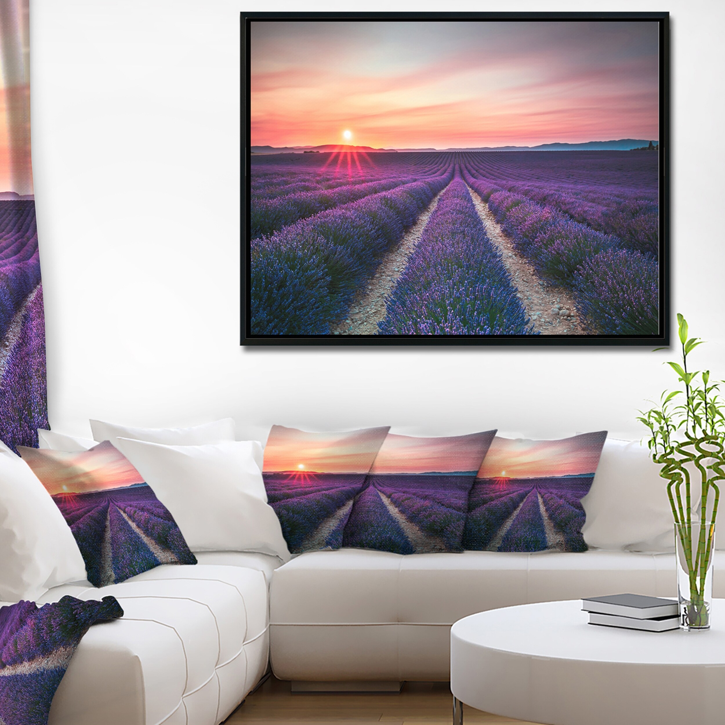 DESIGN ART Designart 'Endless Rows of Lavender Flowers' Modern Landscape Wall Art Framed Canvas