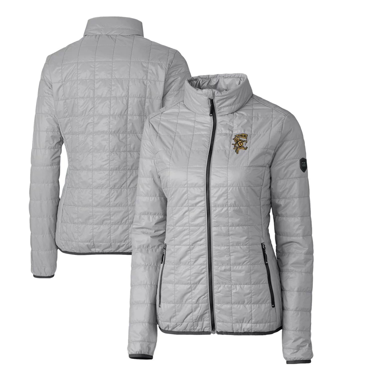 Women's Cutter & Buck Gray Grambling Tigers Vault Rainier PrimaLoft Eco Insulated Full-Zip Puffer Jacket