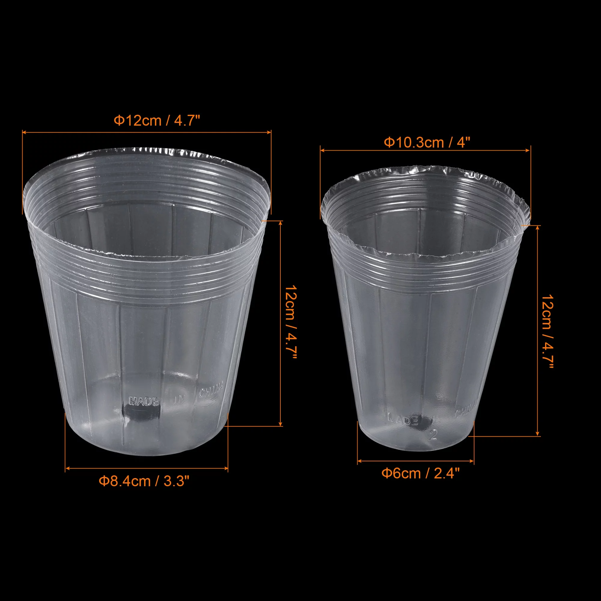 Uxcell 3'' 3.8'' Plastic Plant Nursery Pot Label Starting Container, Clear 60 Pack