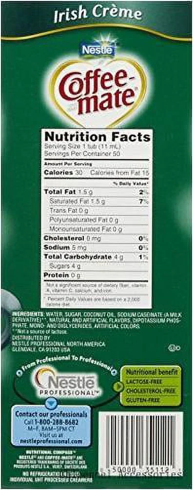Coffee-Mate Liquid Singles - Irish Creme - 50 Ct