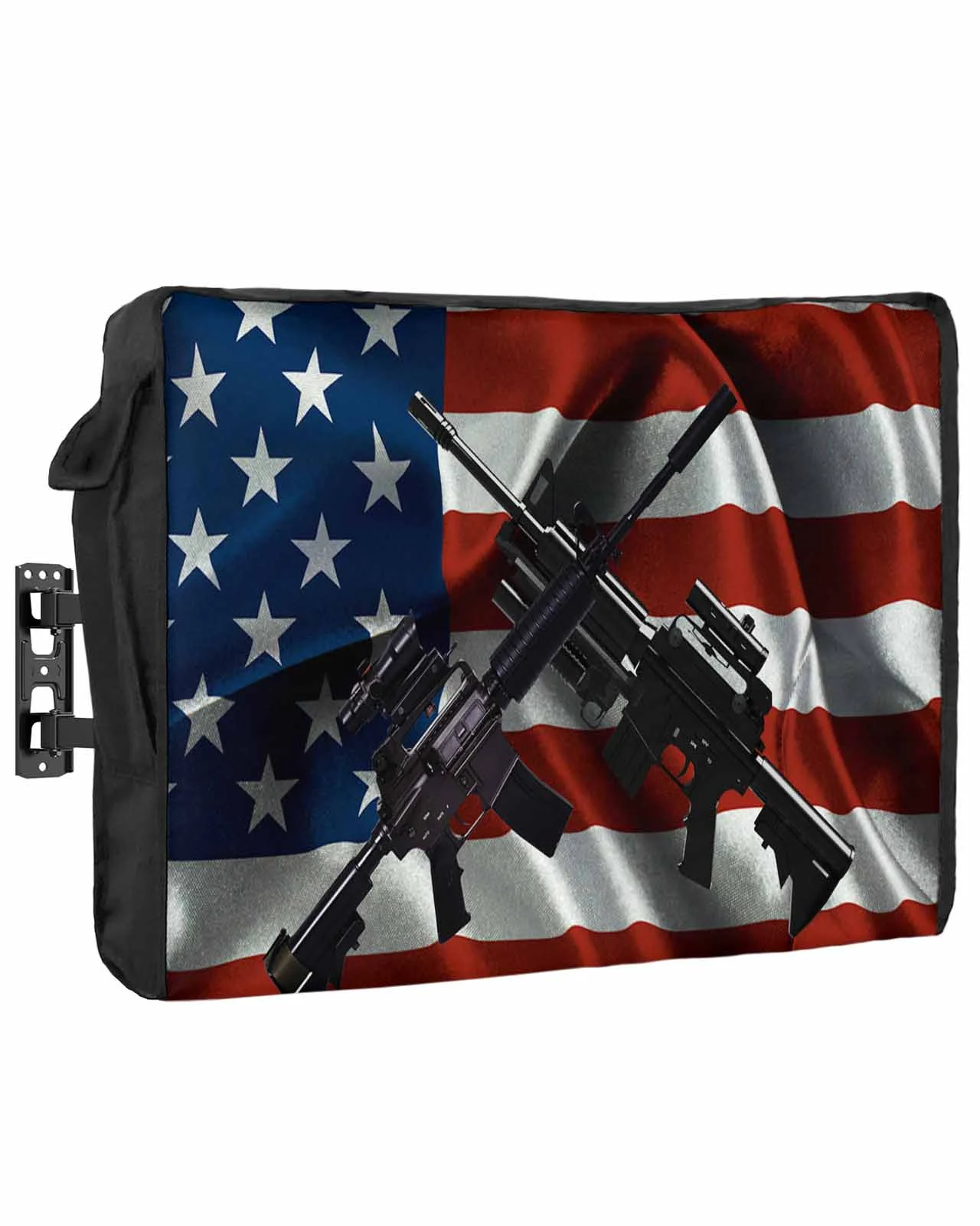 Outdoor Tv Cover 50 To 55 Inch, Independence Day American Flag Gun Waterproof And Weatherproof Tv Covers Tv Display Protectors For Outside Flat Screen Tv 52x30x4.5In