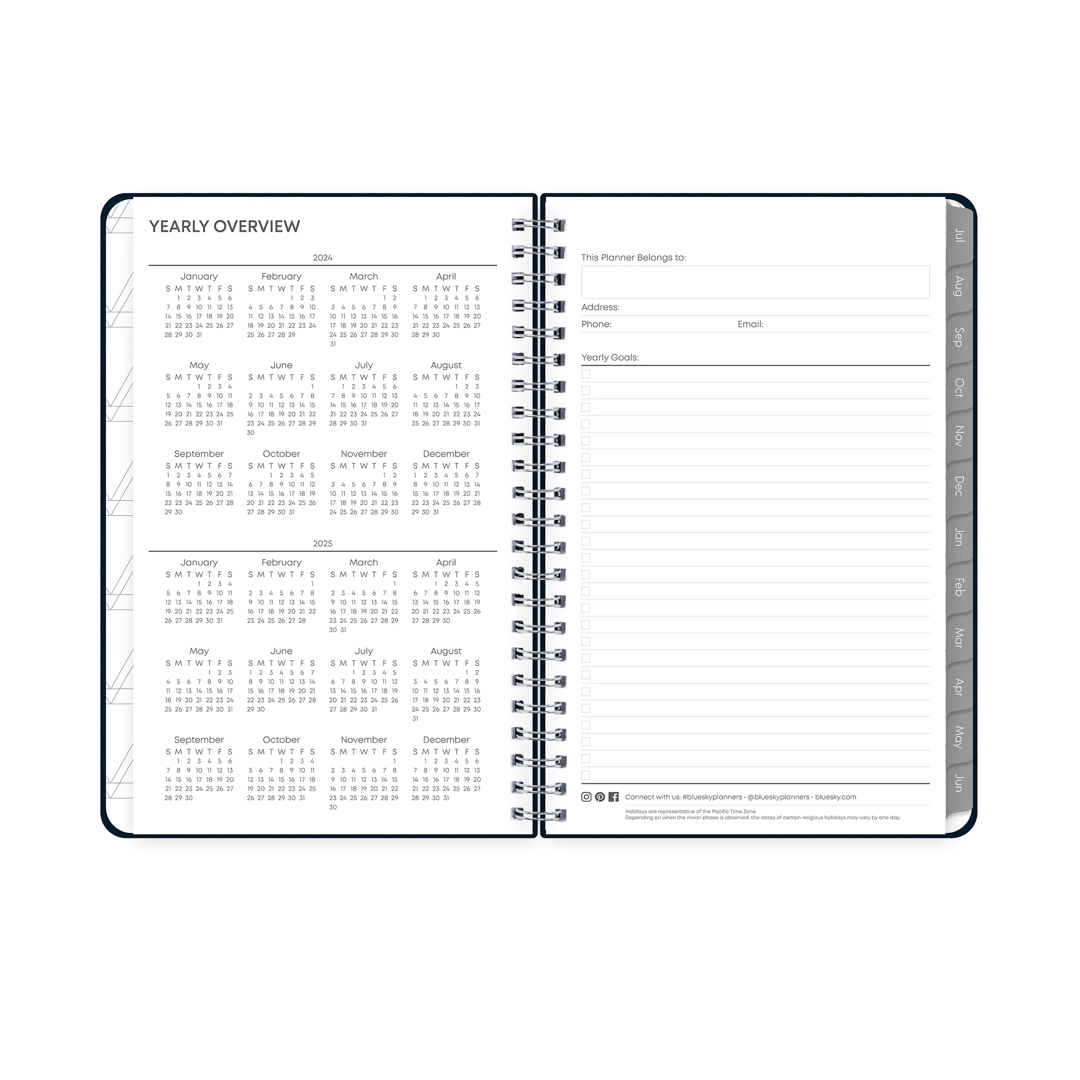 2024-25 Weekly Monthly Planner, 5x8, by Blue Sky, Navy