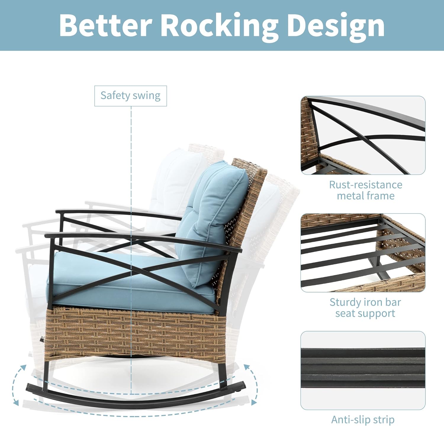 Dina Patio Conversation Furniture Set 4 Pieces Outdoor Wicker Bistro Loveseat Chairs with Waterproof Cushions and Table Outside for Balcony Porch  Grey