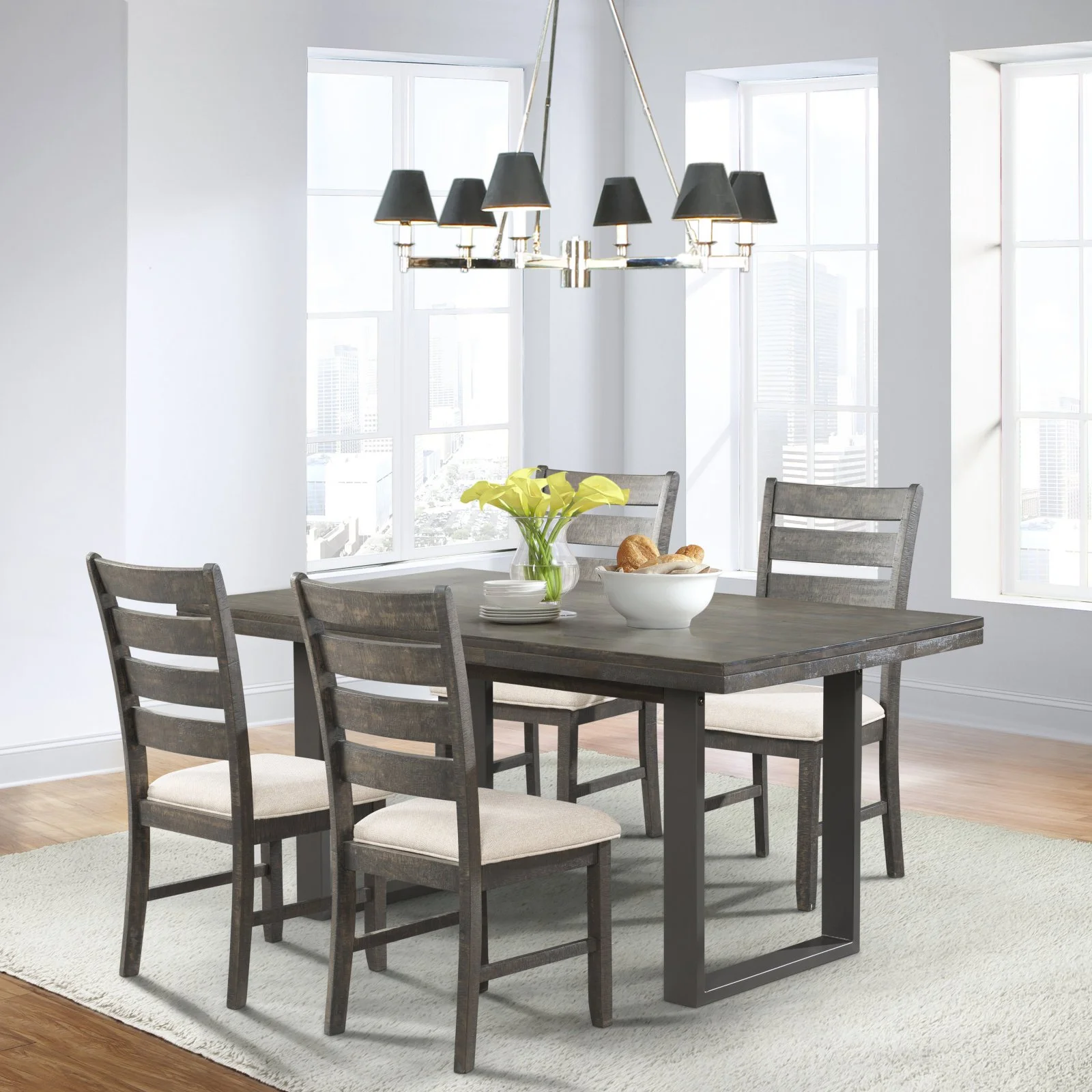 Picket House Furnishings Sullivan 5 Piece Dining Set in Dark Walnut