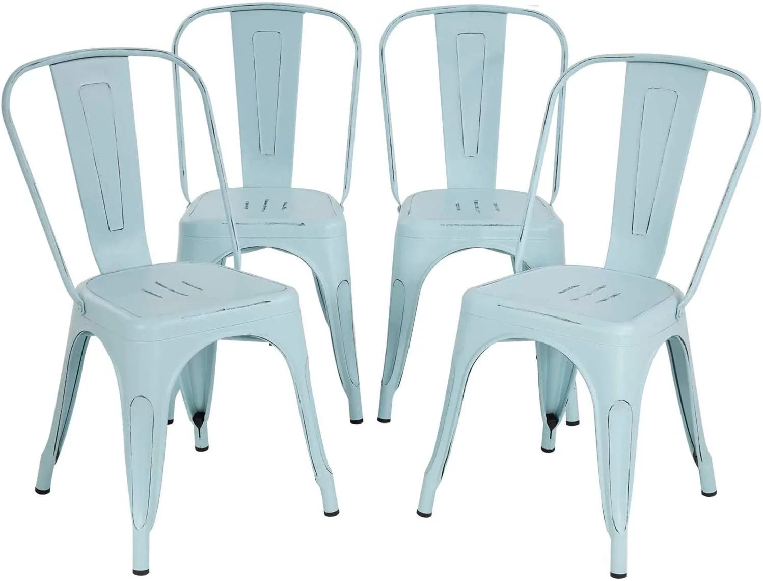 RSJIWOGZ Dining Set of 4 Bronze Indoor Outdoor Patio 18 Inch Seat Height Metal Restaurant Stackable 330LBS Weight Capacity Kitchen Tolix Side  Chairs