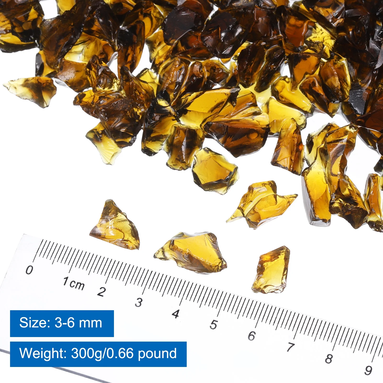 0.66 Pound Fire Glass Stone, 3-6mm Reflective Fire Pit Glass Rock for Fireplace, Brown