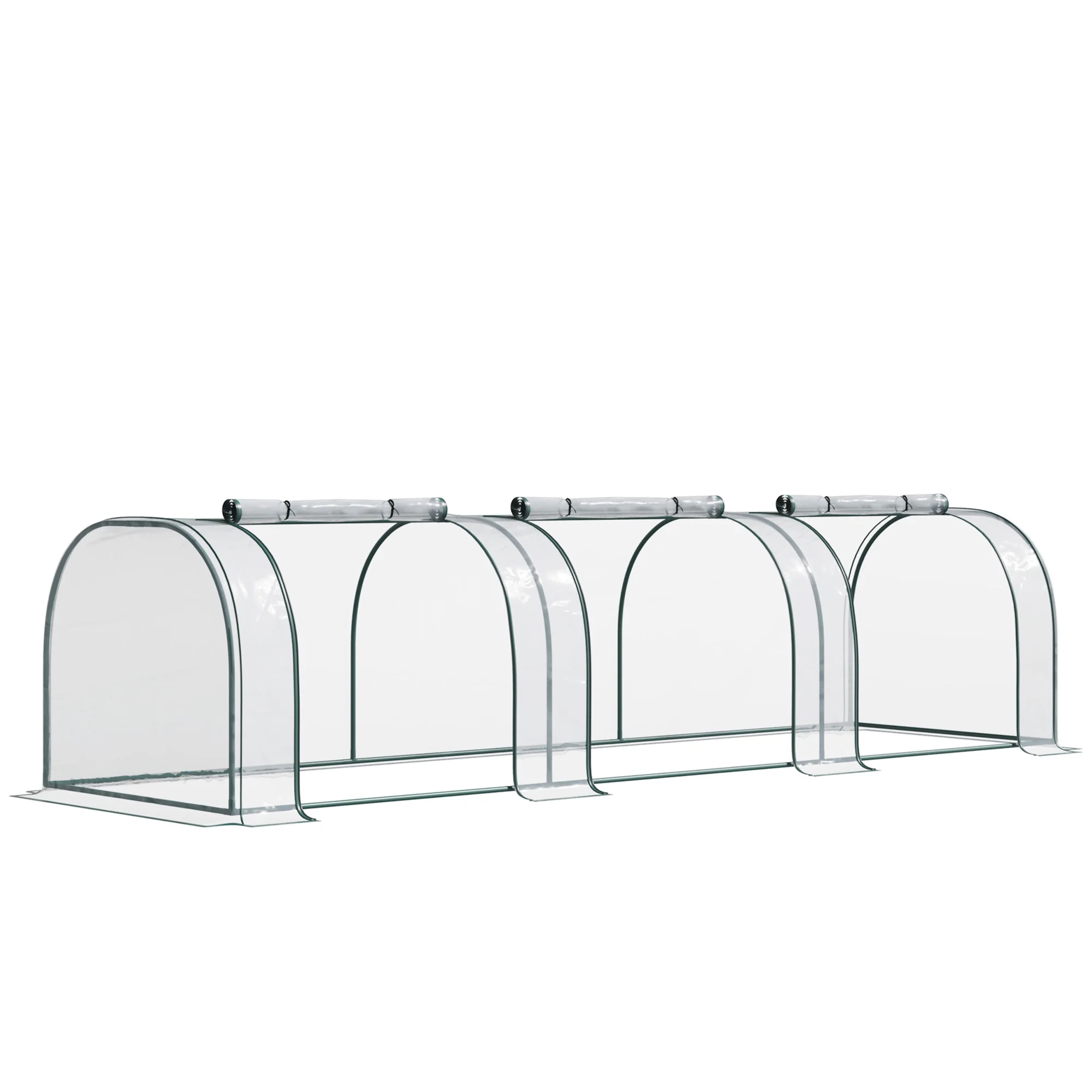 11' X 3' X 2.5' Mini Greenhouse,Two Doors, The Greenhouse Tent Provides Four Zipper Doors, Portable Tunnel GreenHouse with Roll-Up Zippered Doors, UV Waterproof Cover, Steel Frame, Clear