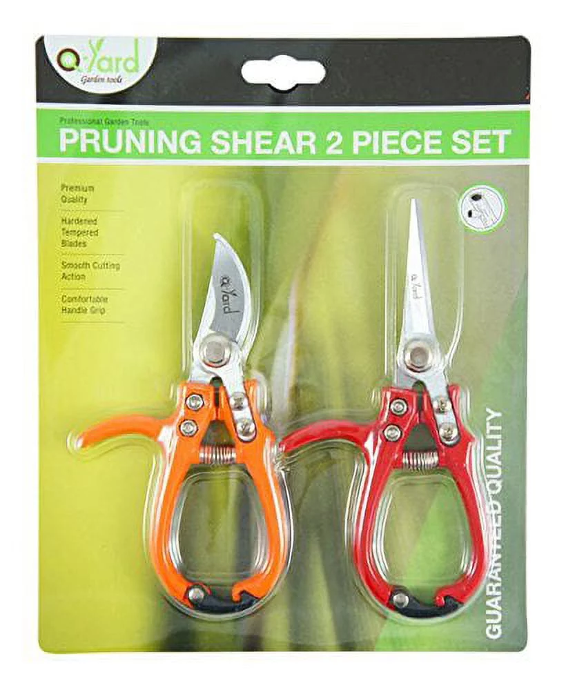 2 - pack q-yard pruning shear, mini- extra sharp garden hand pruners, easier cutting, comfortable ergonomic, less effort - gardening scissors for men & women