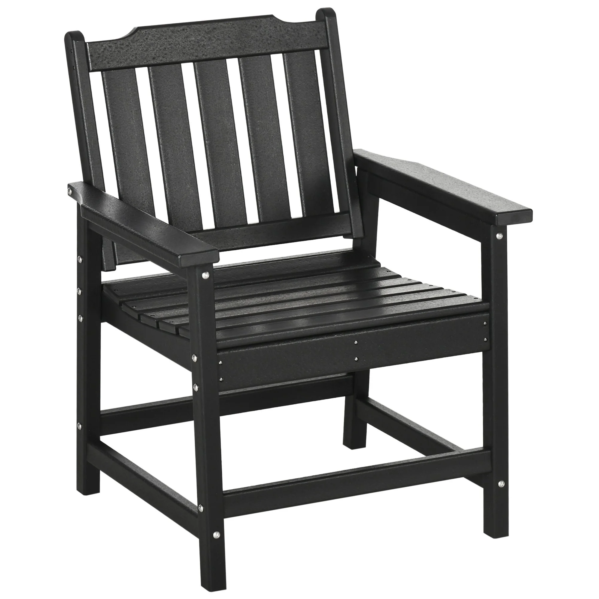 Patio Chairs with Armrests Slatted Back Outdoor Armchair Grey