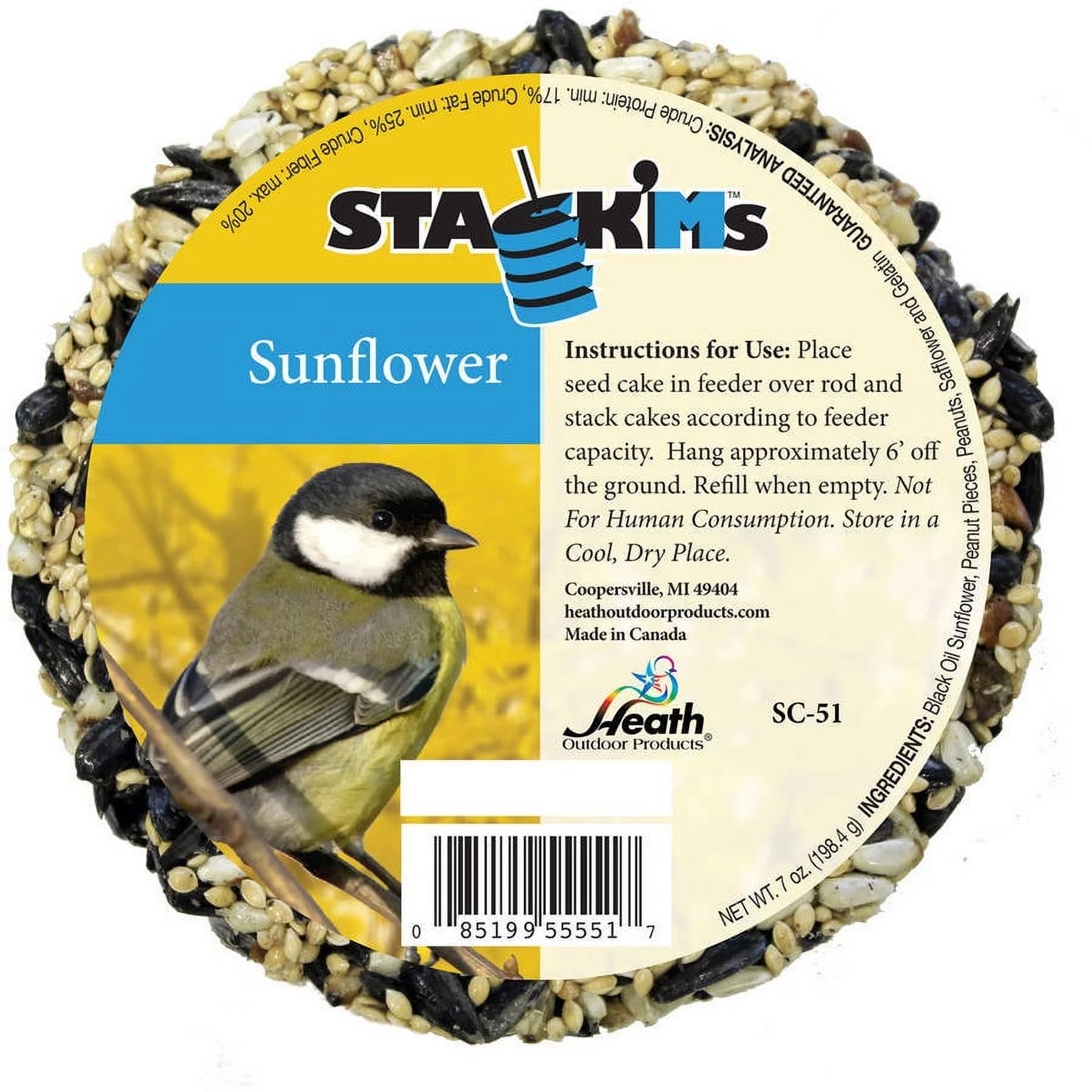 Heath Outdoor Products Stack'Ms Seed Cake Bird Food Sunflower