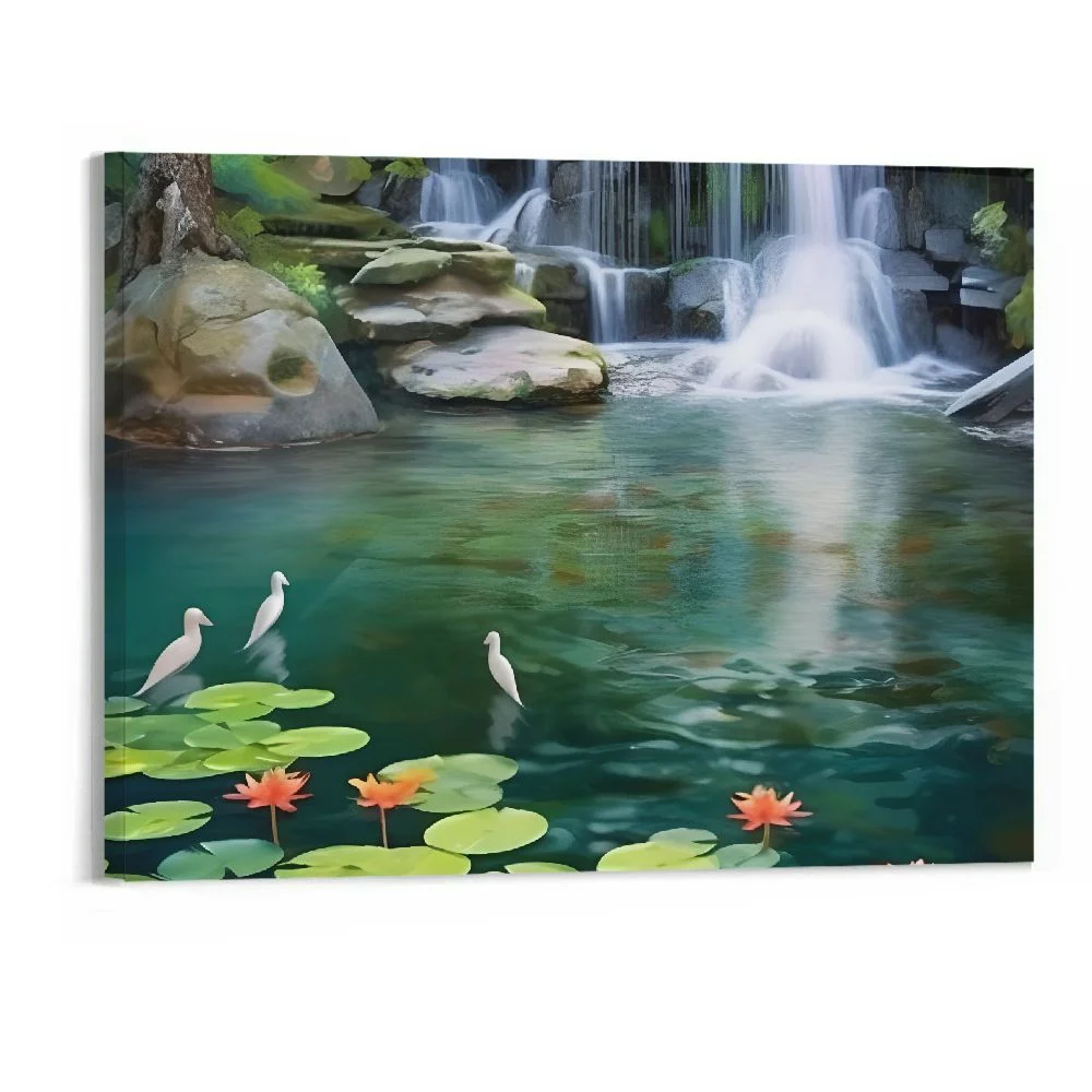 Fenyluxe Canvas Wall Art Picture 20x16in for Living Room Bedroom Art Modern Fall Decor Waterfall Scenery 20x16in