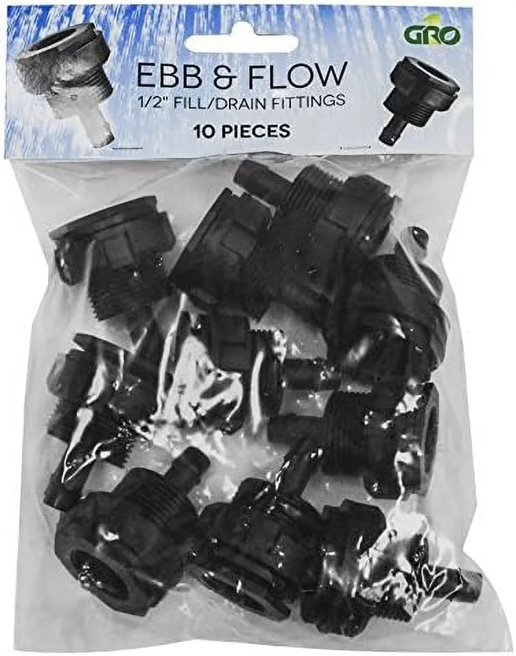 Ebb And Flow Control System Parts, 1/2” Fill Drain, 10 Pack, Flood And Drain Irrigation Kit, Tools And Fittings, 388050