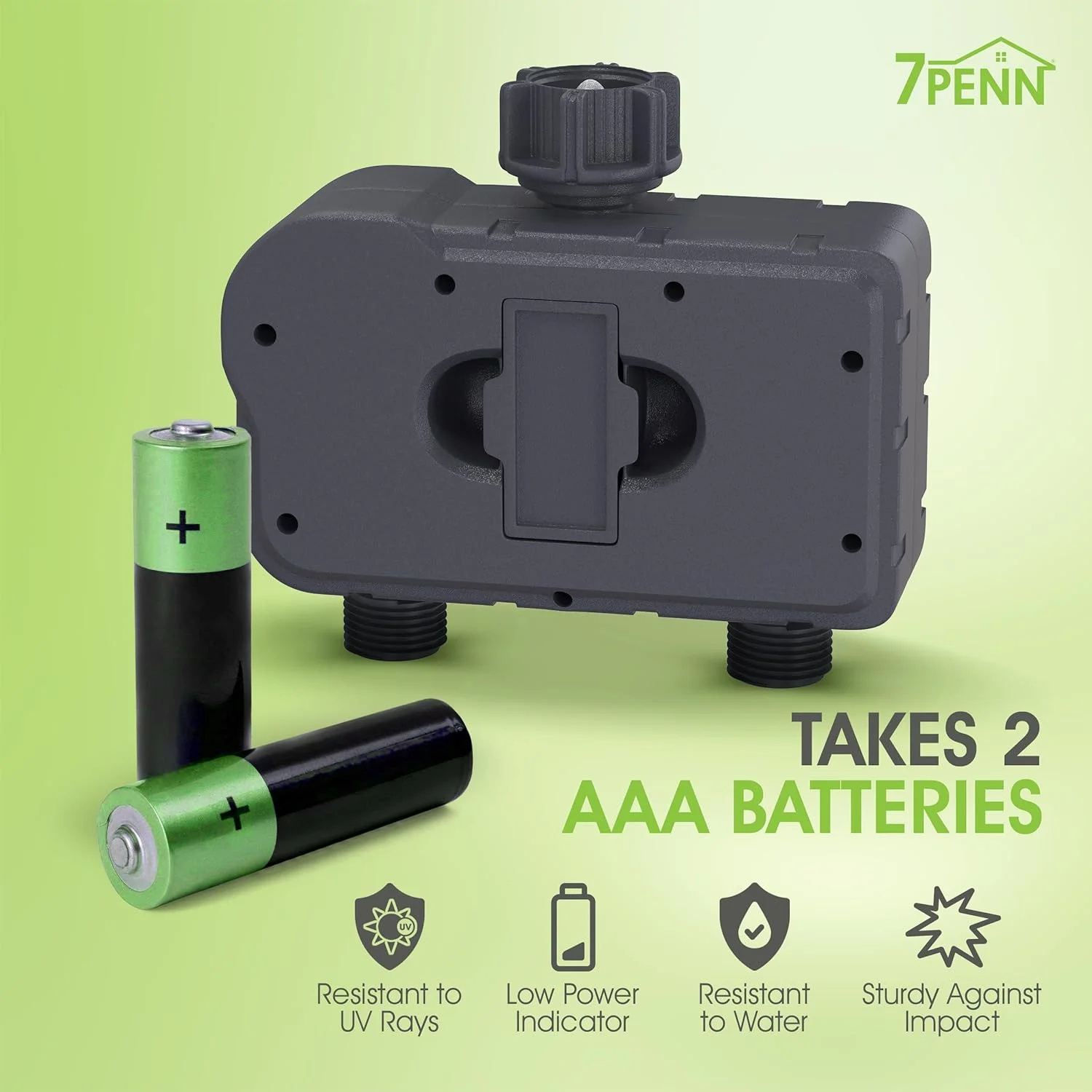 7Penn Water Sprinkler Timer Outdoor Irrigation System - Water Hose Timer Programmable 2 Zone Water Timer for Garden Hose