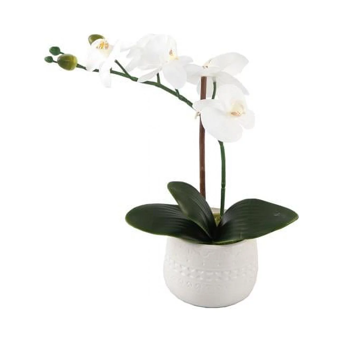 Flora Bunda CS3831E-WH 12 in. Real-Touch Orchid Mayan Ceramic Po-E Planter, White