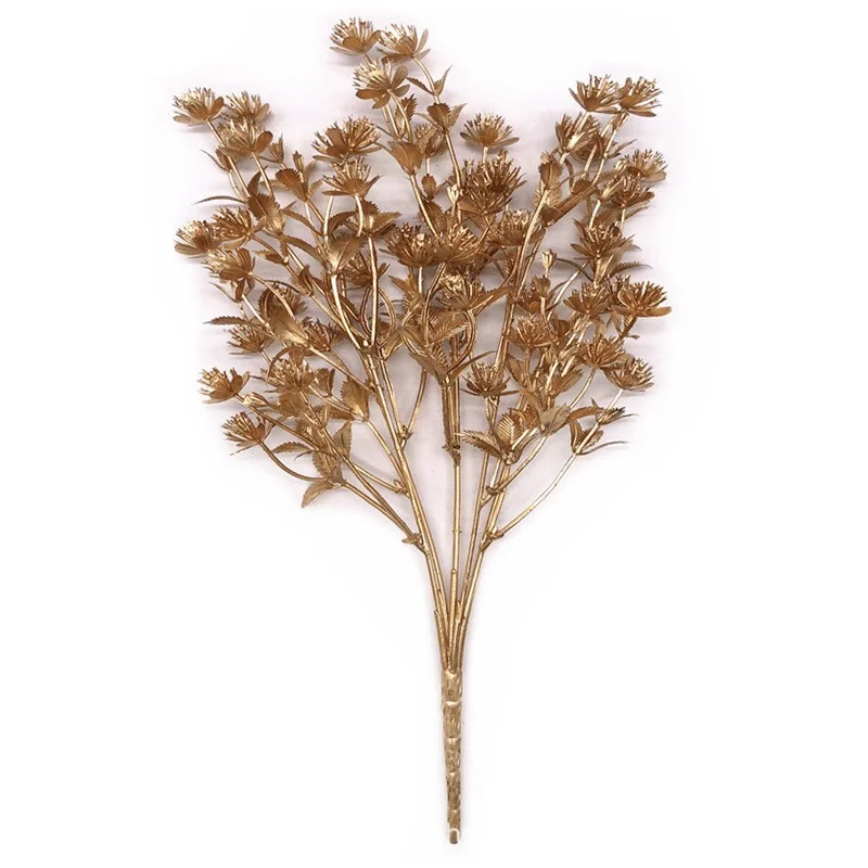 Nvzi-a Artificial Plants, Artificial Leaves Simulate Shrubs Garden Wedding Festival Decoration Table Flower Pot Fillers - Set of 2 (Golden Sky Star)