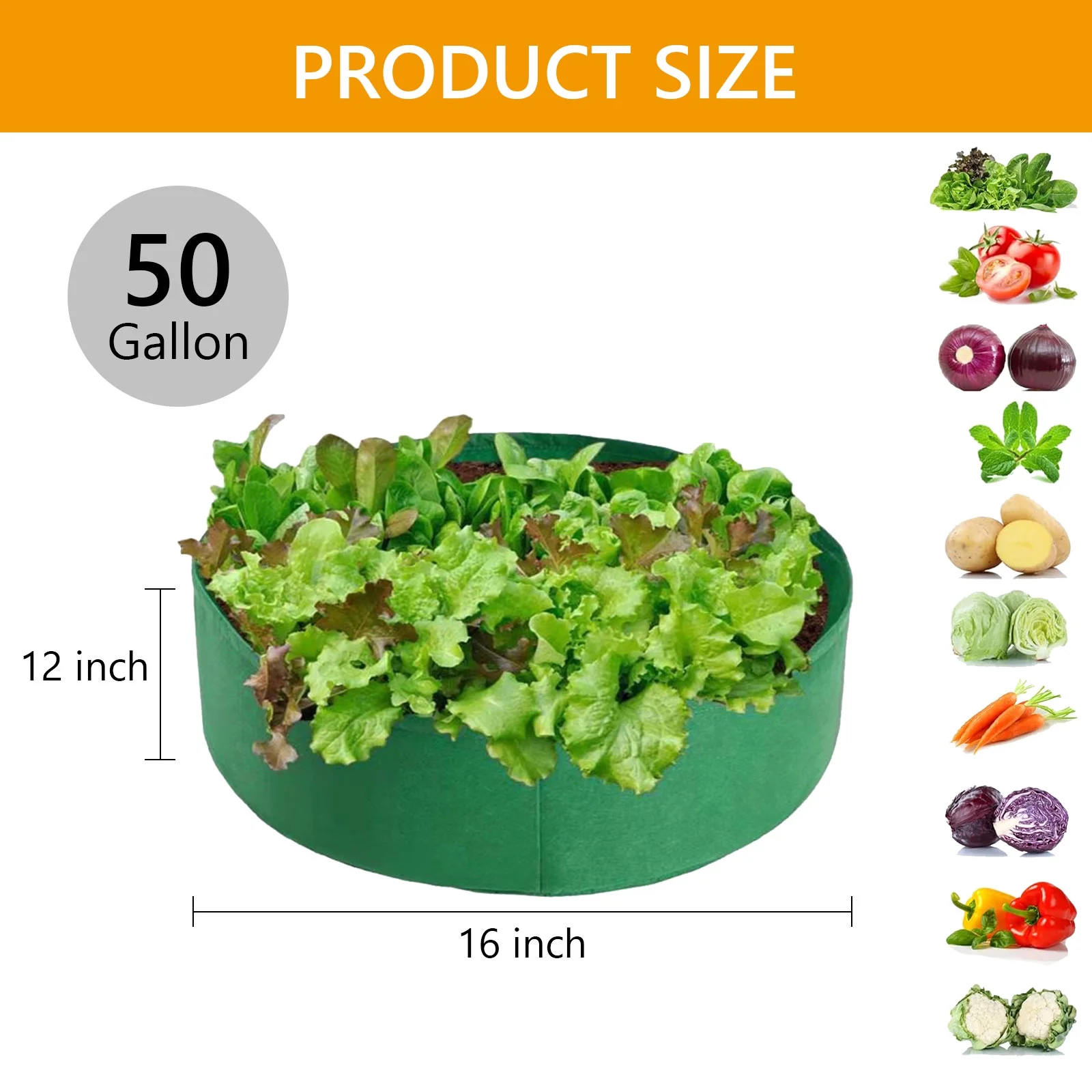 Tripumer 2 Pcs Plant Grow Bag Round Raised Garden Planting Beds Pots 50 Gallon Large Heavy Duty Fabric Grow Pot Breathe Cloth Planting Container Outdoor Green