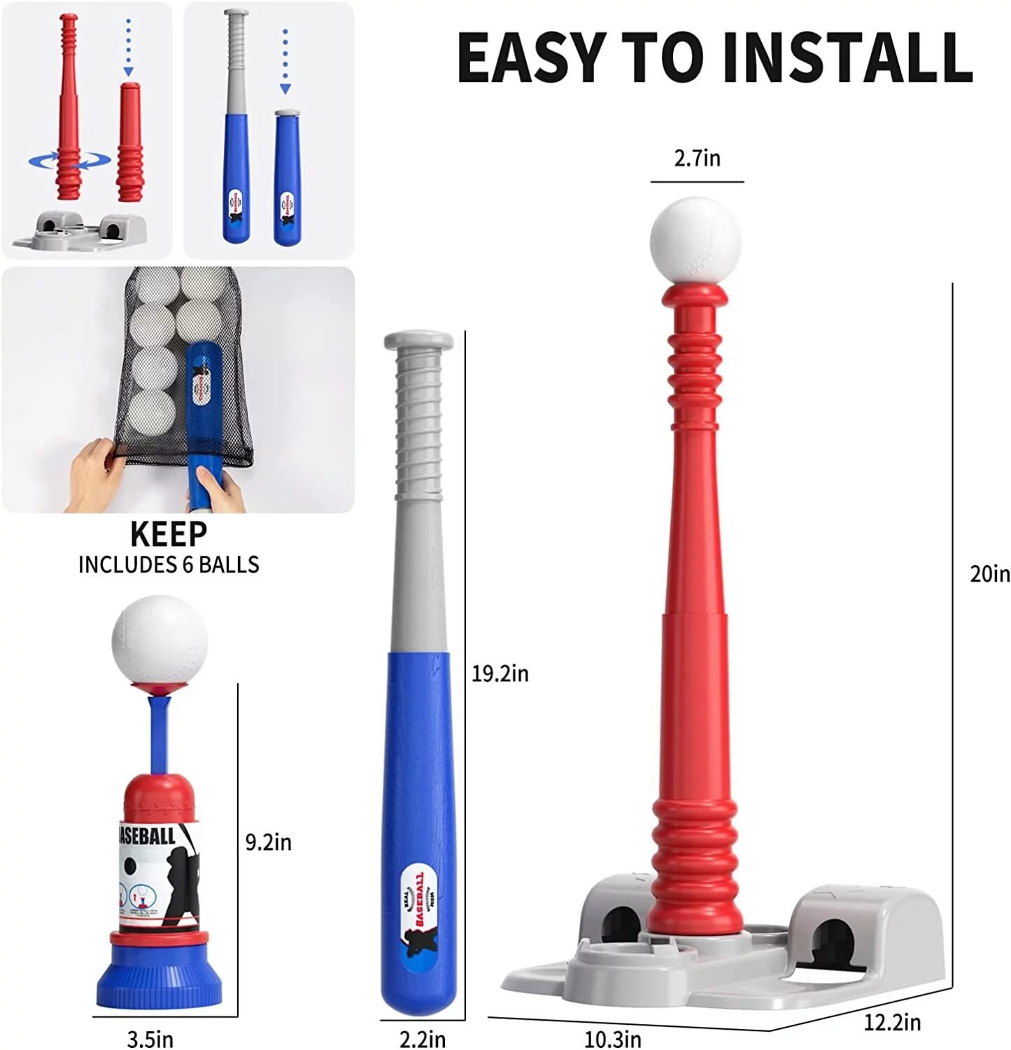 Flooyes Outdoor Activity for Boys Girls, Kids Baseball Set with Bat and Ball, Great for Little Kids Ages 3-8