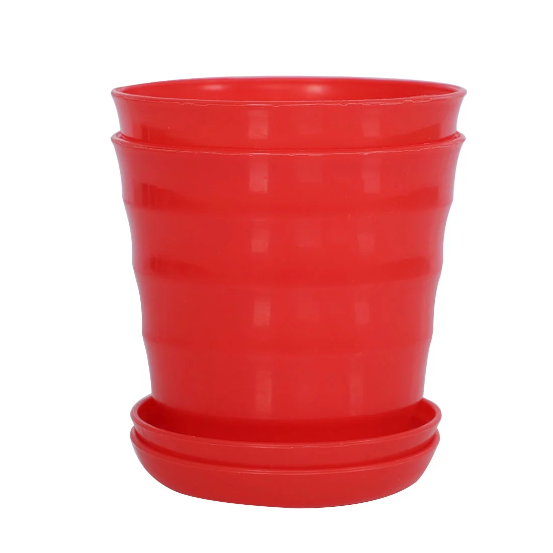 Uxcell Apartment Desktop Round Cactus Plant Flower Seed Pot Tray Holder Red 2Pcs