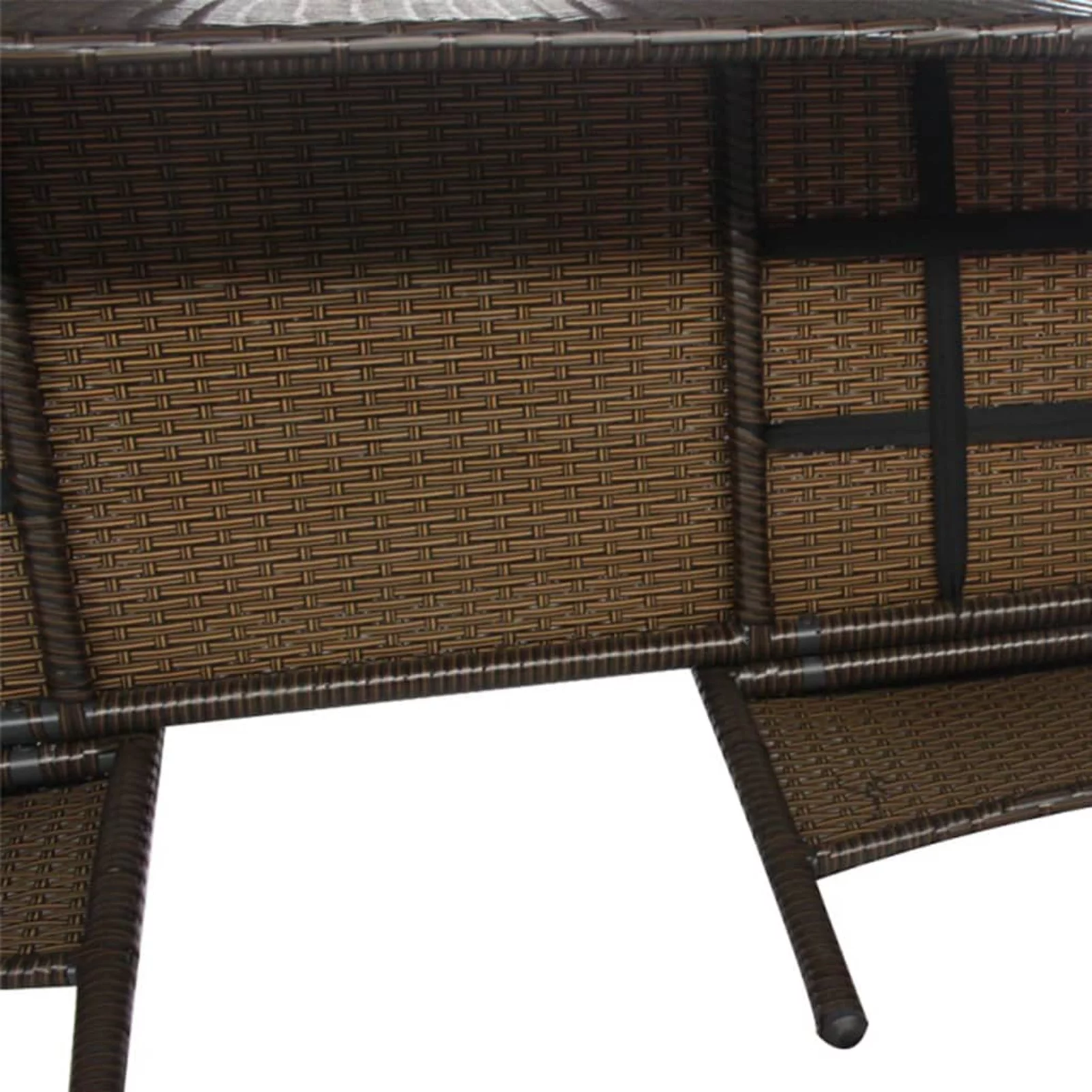 walmeck 2-Seater Patio Sofa with Tea Table Poly Rattan Brown