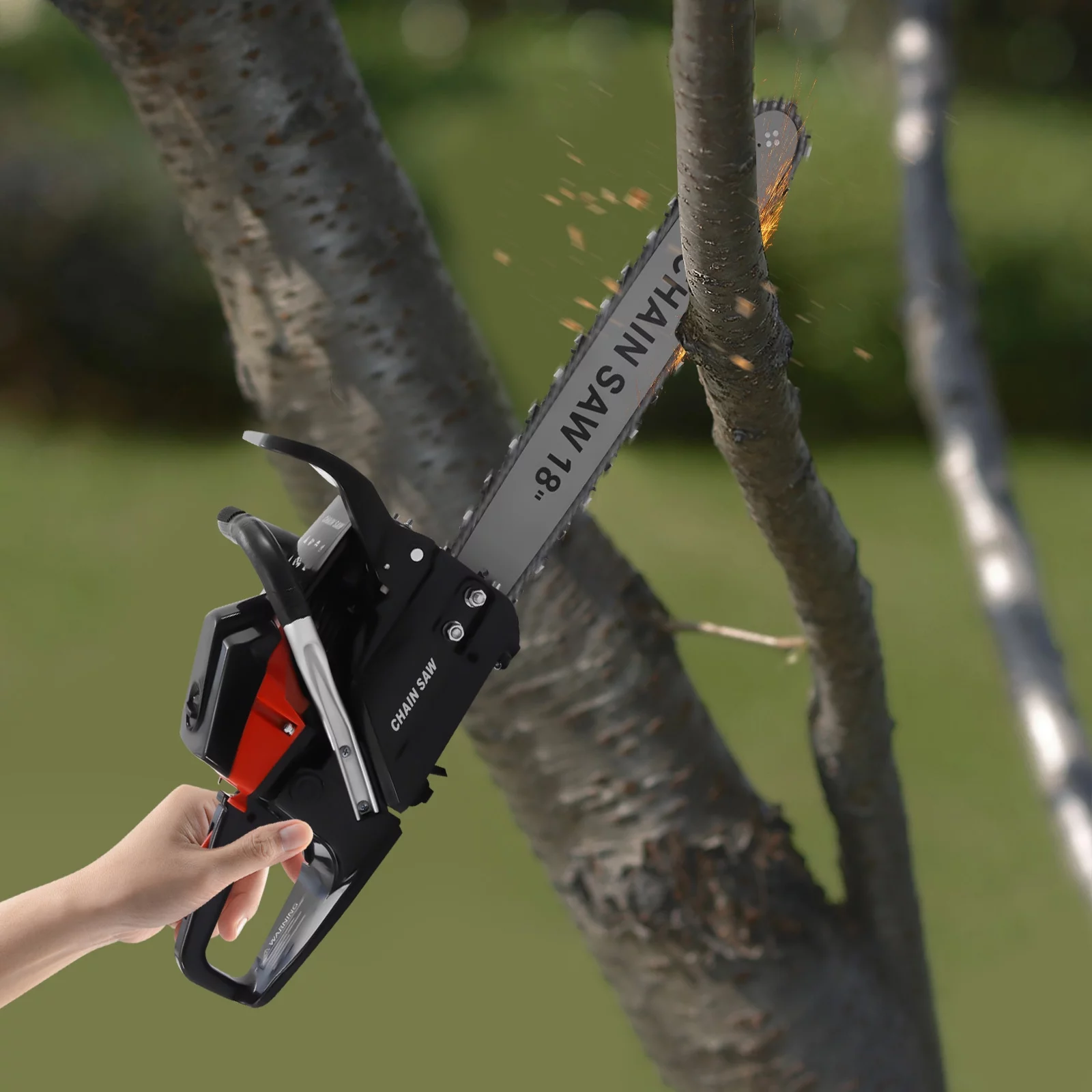 TOOL1SHOoo 2 Stroke 58cc 4.4HP Gas Chainsaw Gasoline Powered Chain Saw Engine Wood Cutting Lightweight