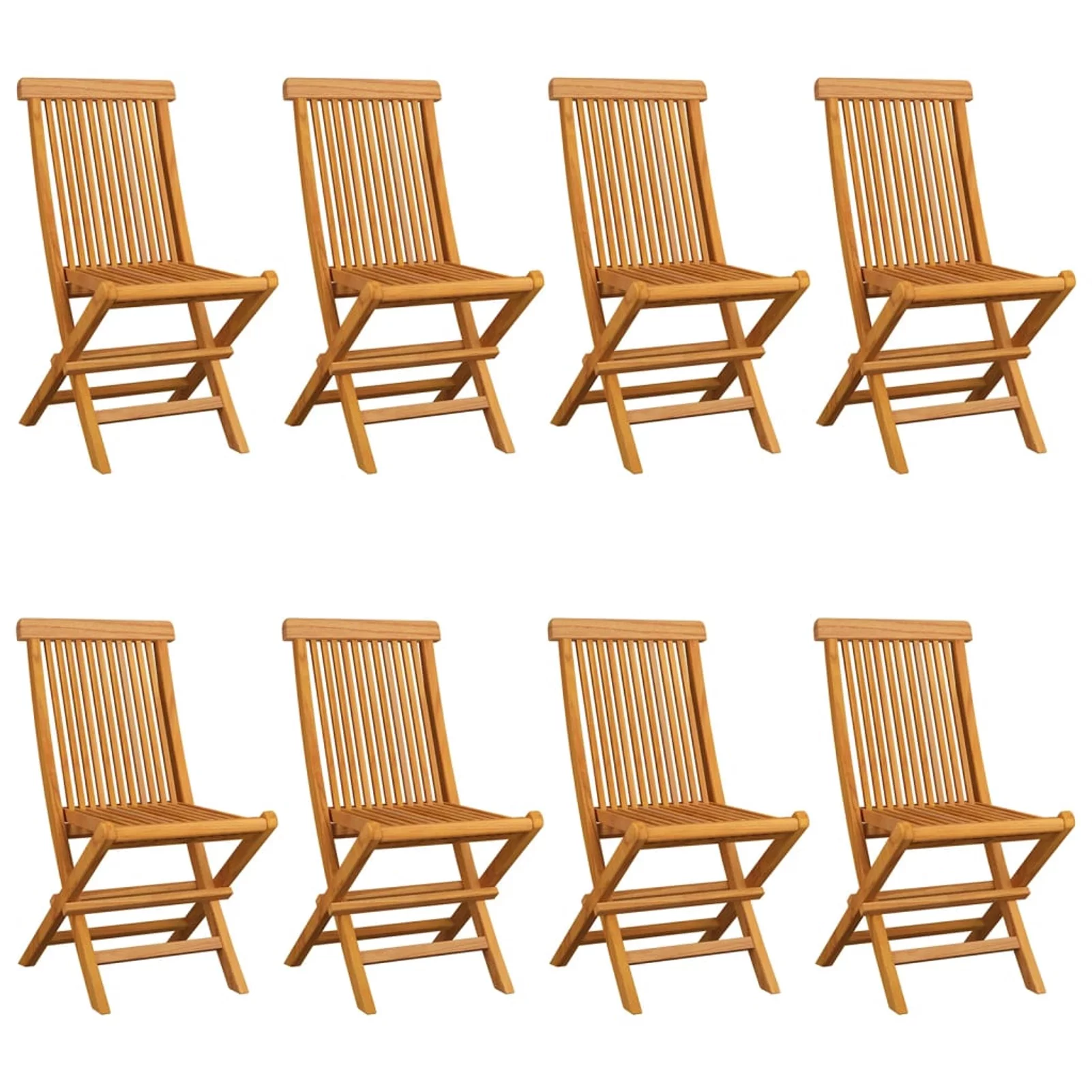 ametoys Patio Chairs with Gray Cushions 8 pcs Solid Teak Wood