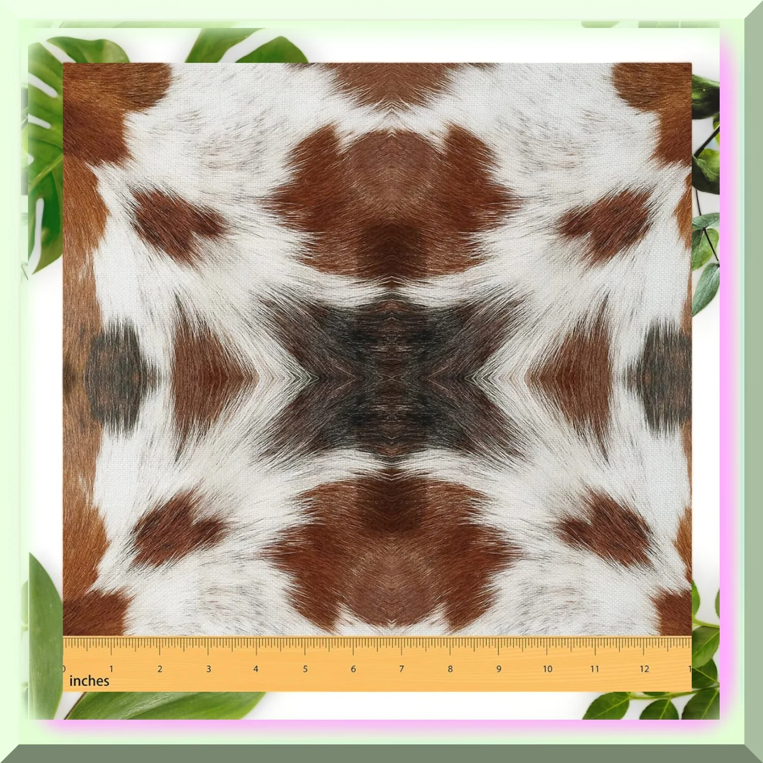 Wild West Cowhide Upholstery Fabric - Rustic Farmhouse Animal Print for Chairs, Waterproof Outdoor Decor - 5 Yards