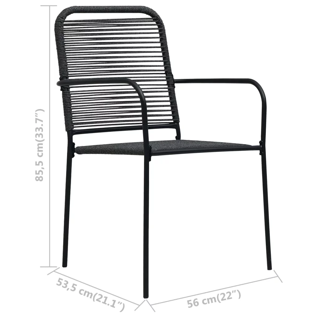Patio Chairs 4 pcs Cotton Rope and Steel Black