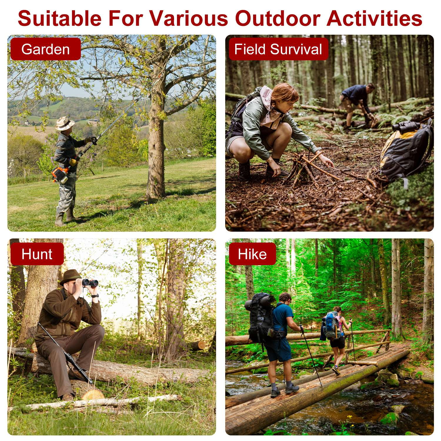 55in Hand Rope Chainsaw Kit iMounTEK Manual Tree Limb Chain Saw with 68 Sharp Teeth 196in Ropes Tree Cutting Tool for Gardening Camping Survival Gear