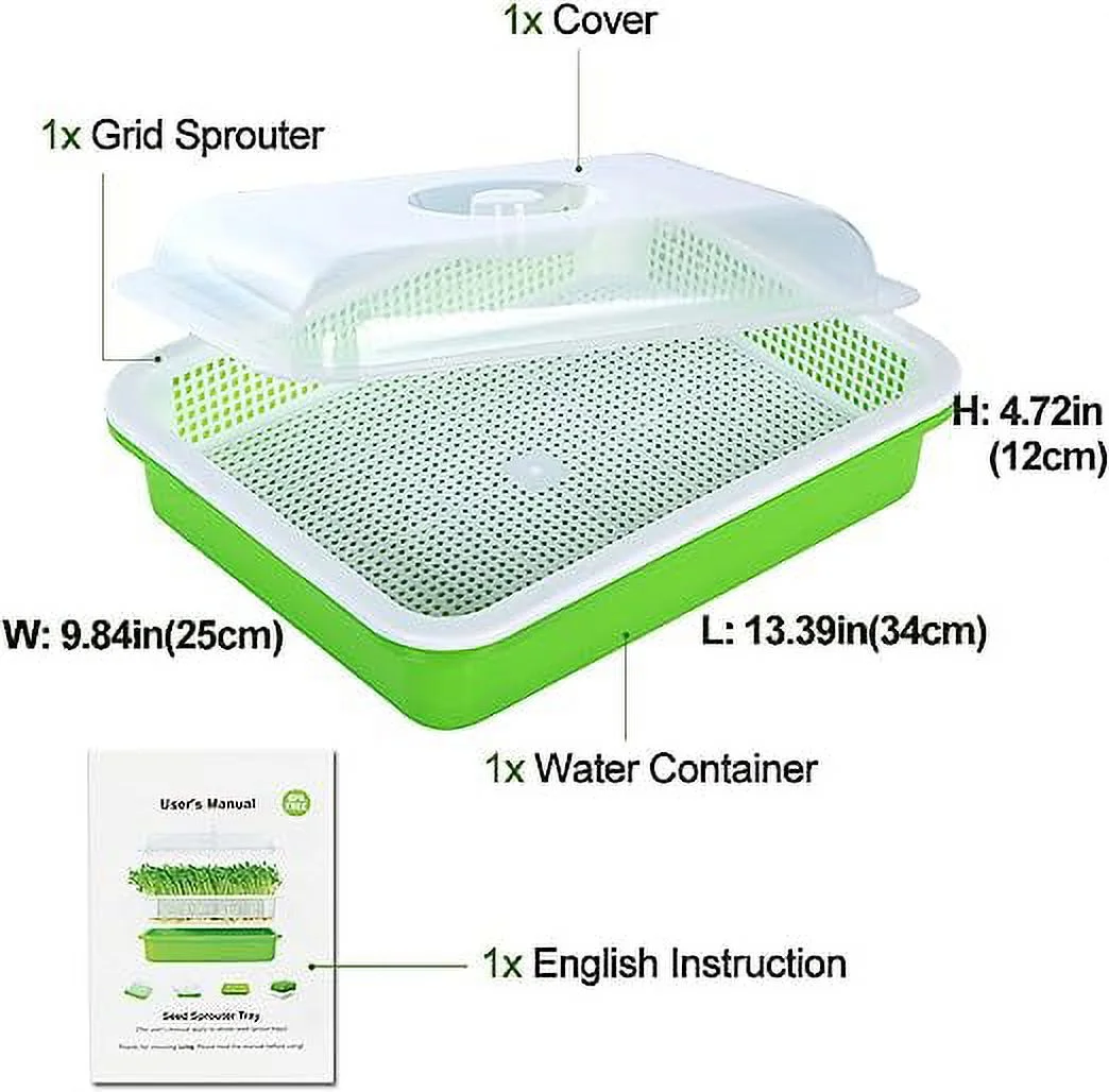 NAMZI Seed Sprouter Tray with Lid BPA Free Bean Sprout Grower Germination Kit Wheatgrass Grower