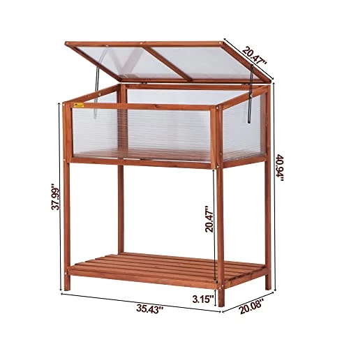 BIGTREE Wooden Cold Frame Garden Nursery Vented Greenhouse Portable Mini Greenhouse Cabinet with Detachable Shelf for Indoor/Outdoor Patio Balcony Garden Backyard (Style 8)