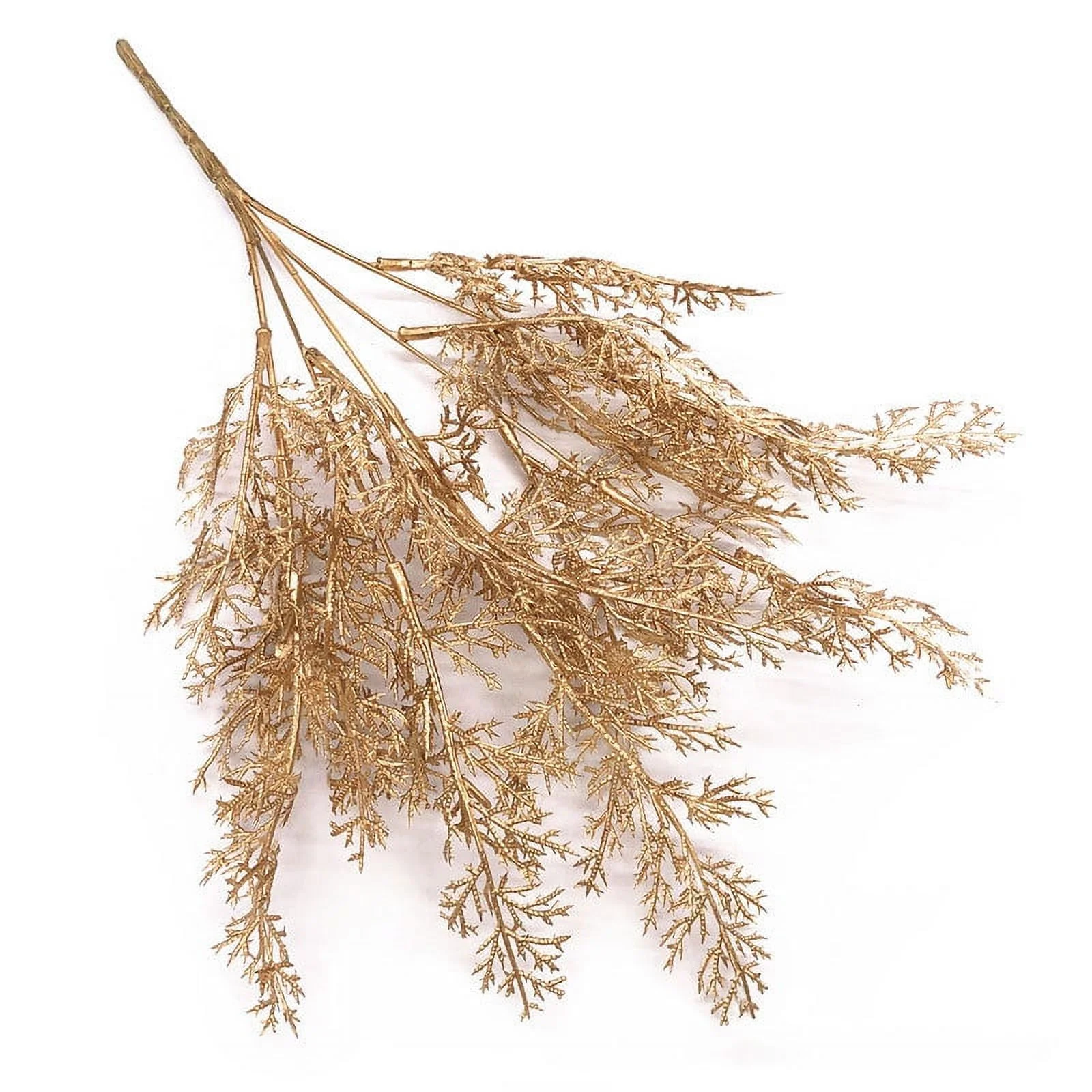 Nvzi-a Artificial Plants, Artificial Leaves Simulate Shrubs Garden Wedding Festival Decoration Table Flower Pot Fillers - Set of 2 (Golden Pine Needles)