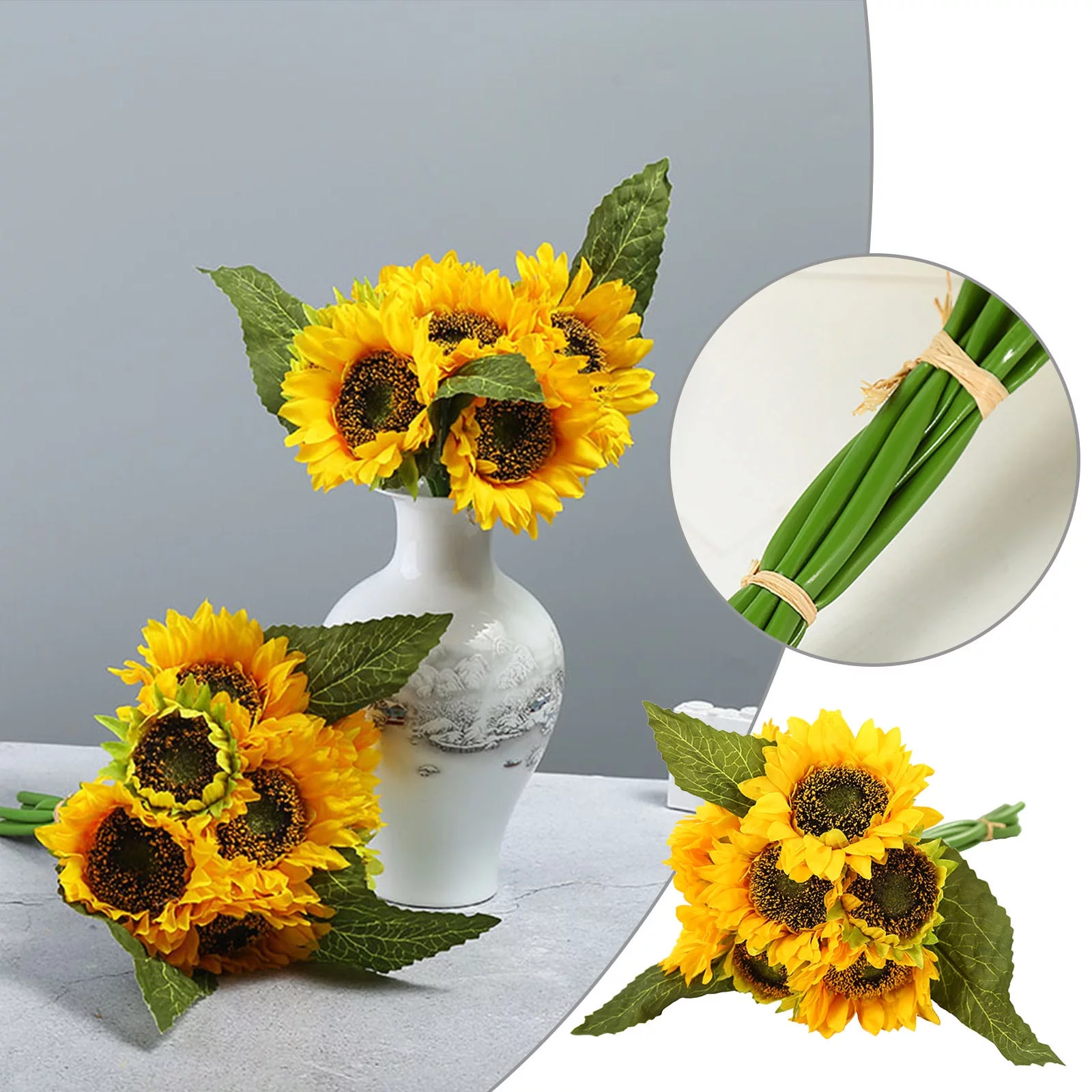 LIJCC Artificial Flowers For Decoration Hanging Plants for Bathroom Artificial Sunflower 1 Bouquets 7 Flowers Suitable For Wedding Banquet Home Decoration
