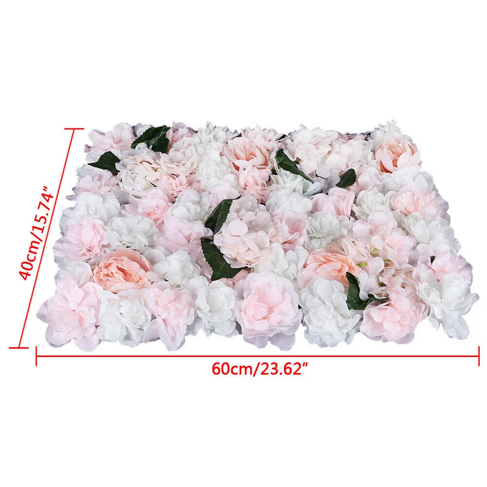 6Pcs Silk Artificial Flower Wall Panel Wedding Backdrops Mat DIY Party Decor Artificial Silk Flower Wall Panel Flower Wall Romantic Wedding Decor Tool Artificial Flower Wall Silk Fake Rose Backdrop