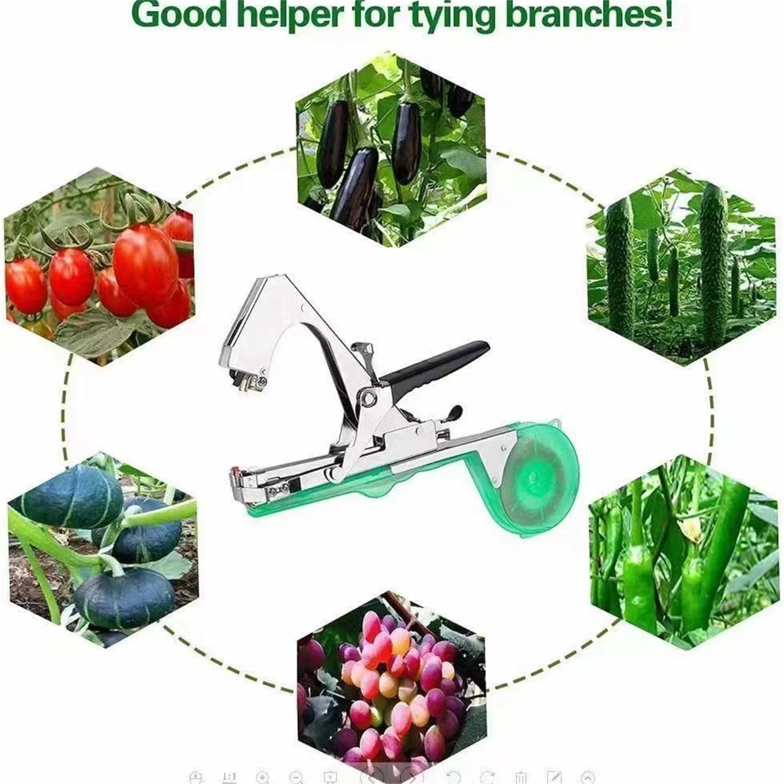 Zhongqi Plant Tying Machine Garden Plant Tools Branch Hand Tying Machine,for Vegetable,Grape,Tomato,Cucumber,Pepper and Flower(Green)