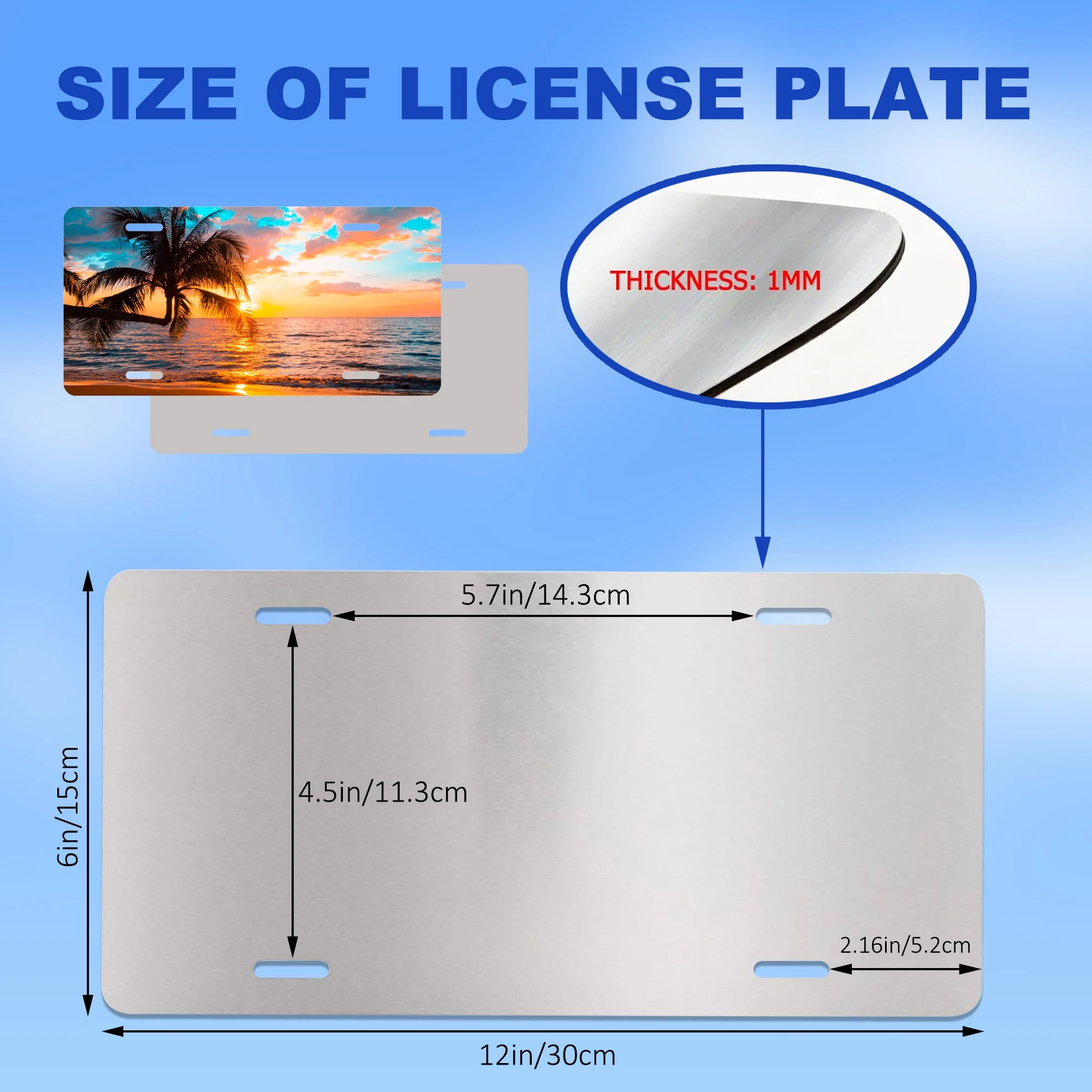 Uiaoiais License Plates Palm Trees Sunset Tropical Sea Beach License Plates Cover Aluminum License