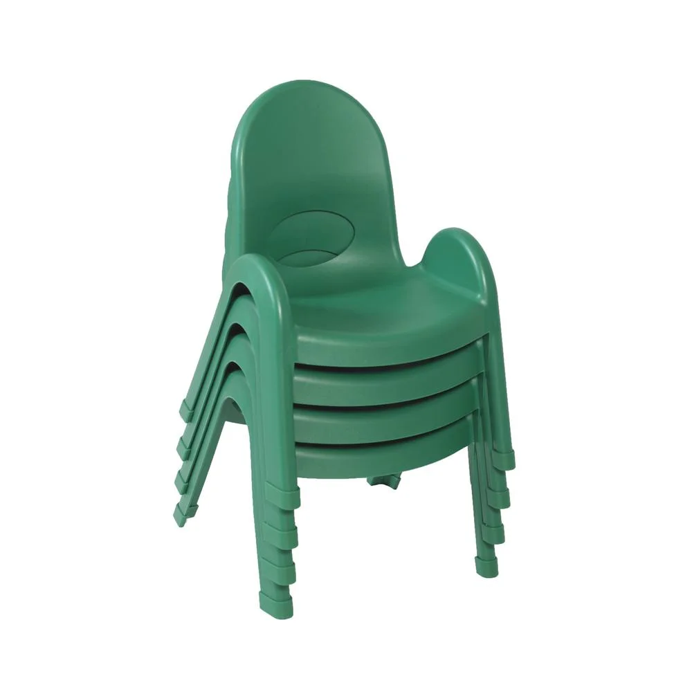 Angeles 9 in. Kids Stacking Chair in Shamrock Green - Set of 4