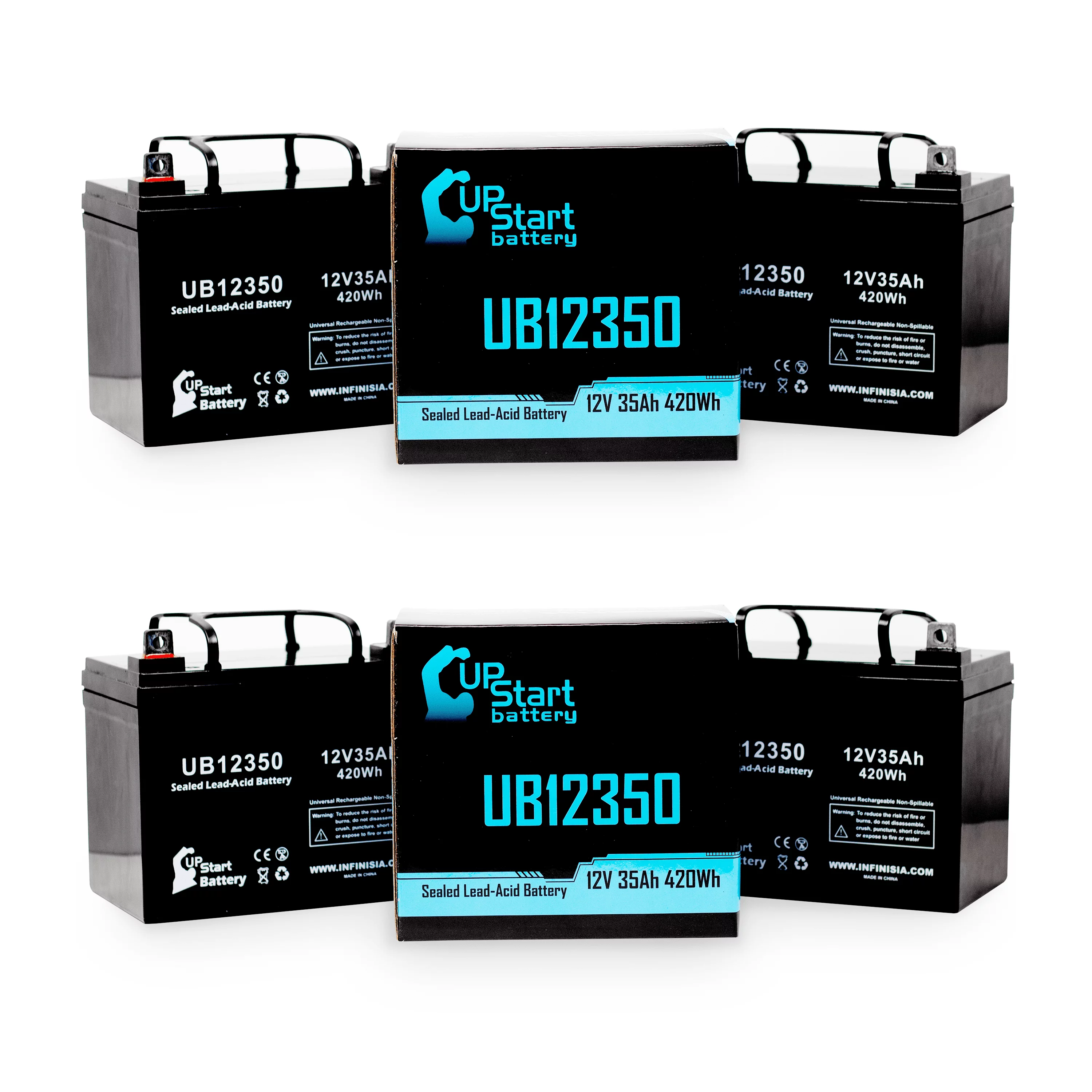 4x Pack - Compatible Speedex Tractor Co. 103 Battery - Replacement UB12350 Universal Sealed Lead Acid Battery (12V, 35Ah, 35000mAh, L1 Terminal, AGM, SLA)