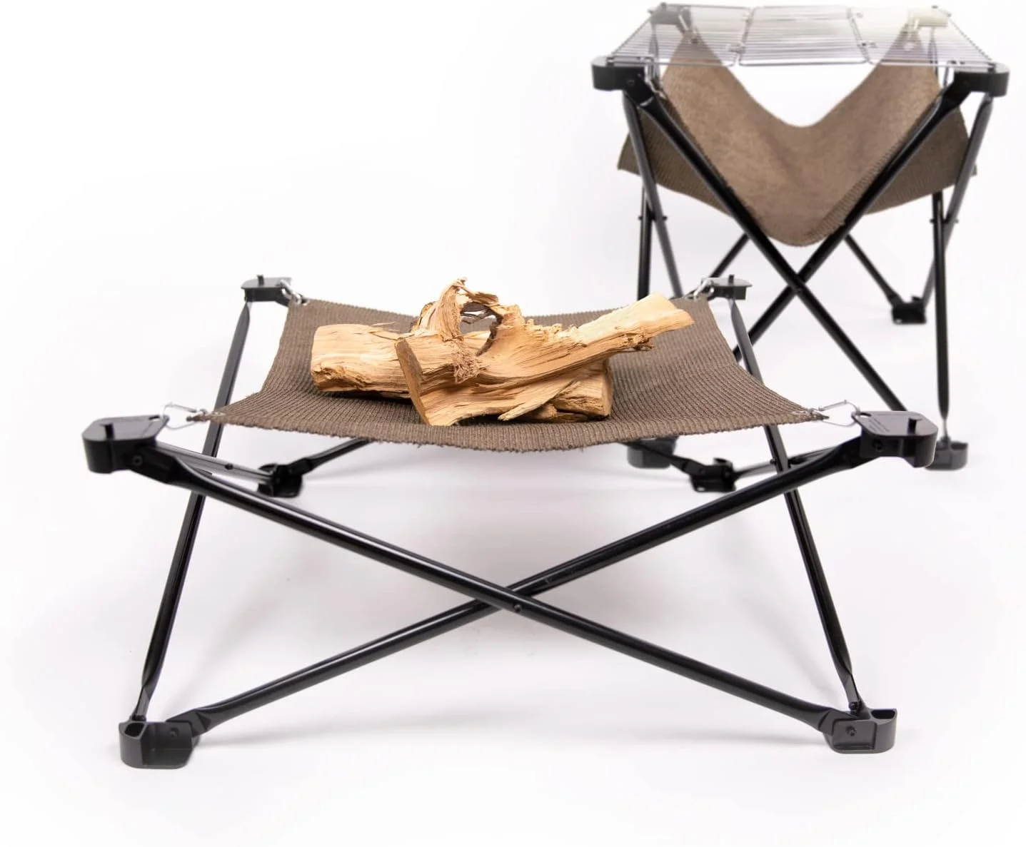 BBQ Grill, Portable Firepit with Stainless Steel Cooking Grate, Campfire, Outdoor Fire Pit, Bonfire, Backyard Fireplace, Carrying Bag Included, Medium, Black